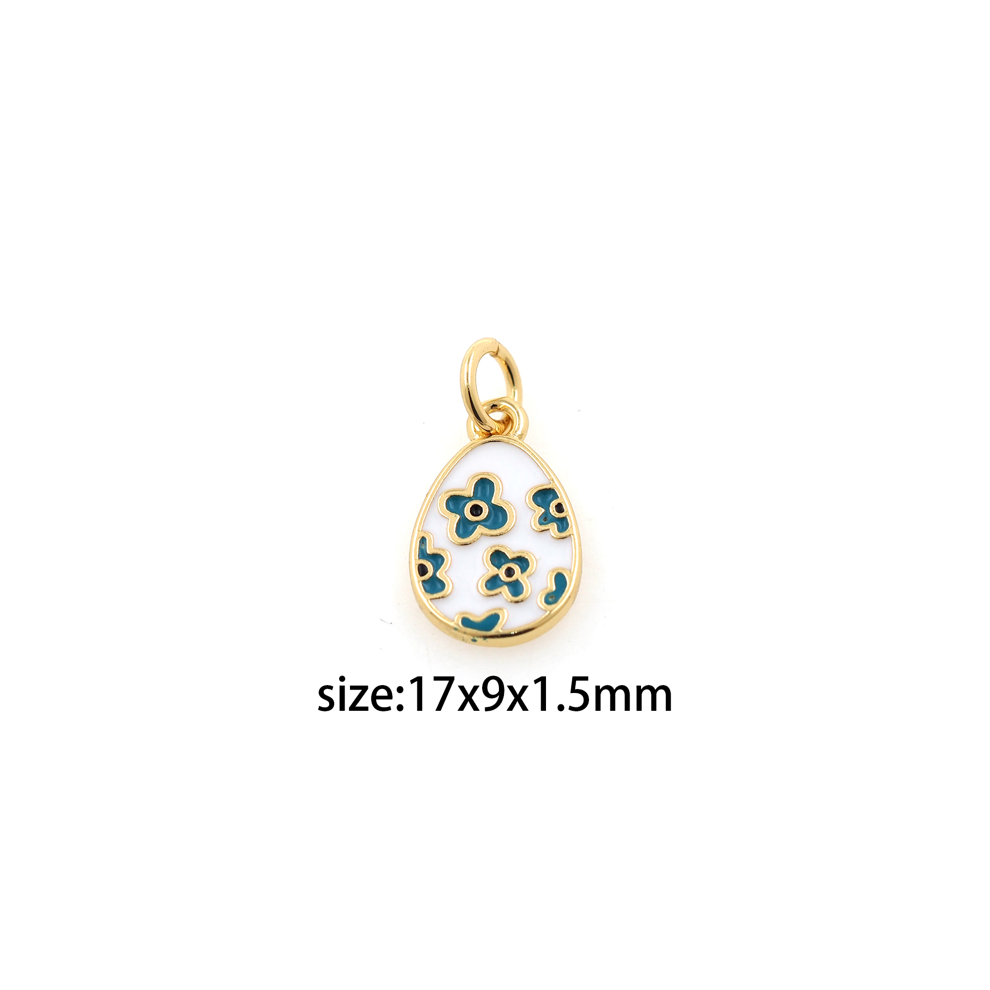 18K Gold Filled Egg Pendant,Enamel Easter Egg Charm Earrings Necklace for DIY Jewelry Making Supply
