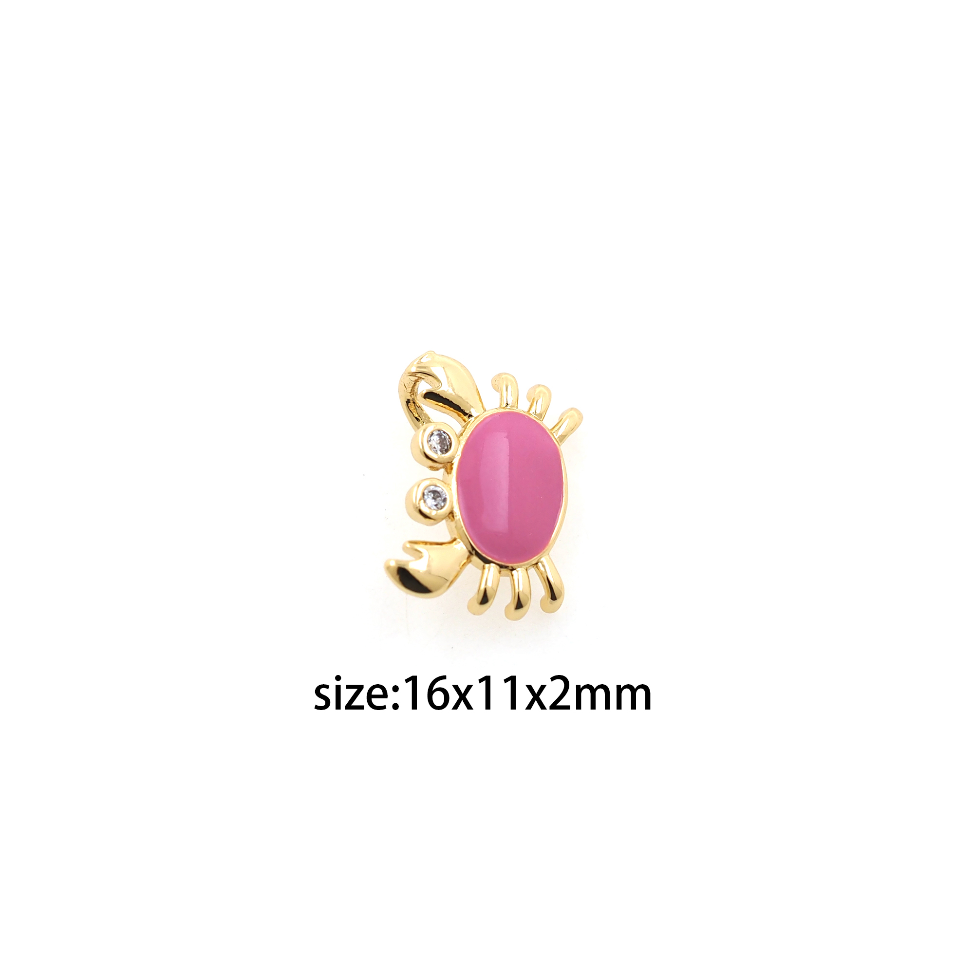 18K Gold Filled Crab Pendant,Enamel Crab Charm Earrings Necklace for DIY Jewelry Making Supply