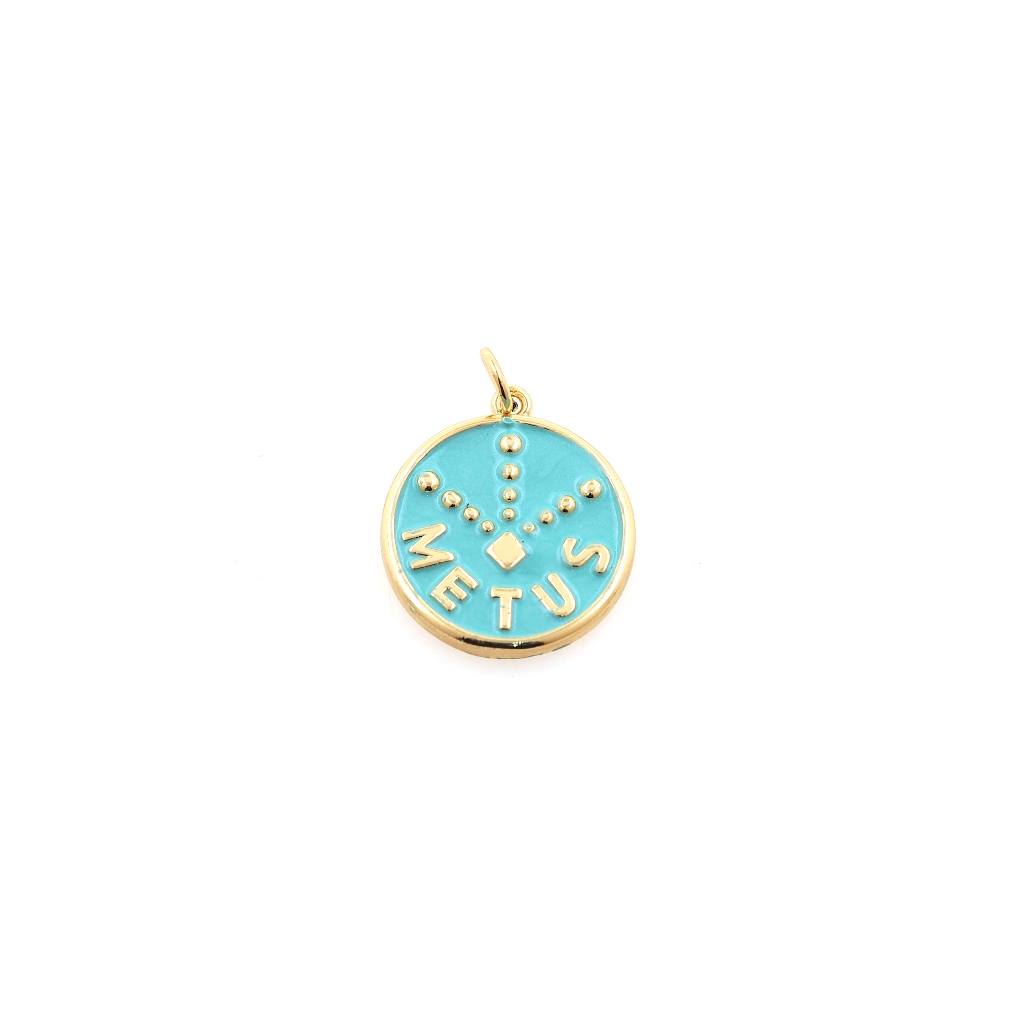18K Gold Filled Round Pendant,Enamel Round Charm Earrings Necklace for DIY Jewelry Making Supply