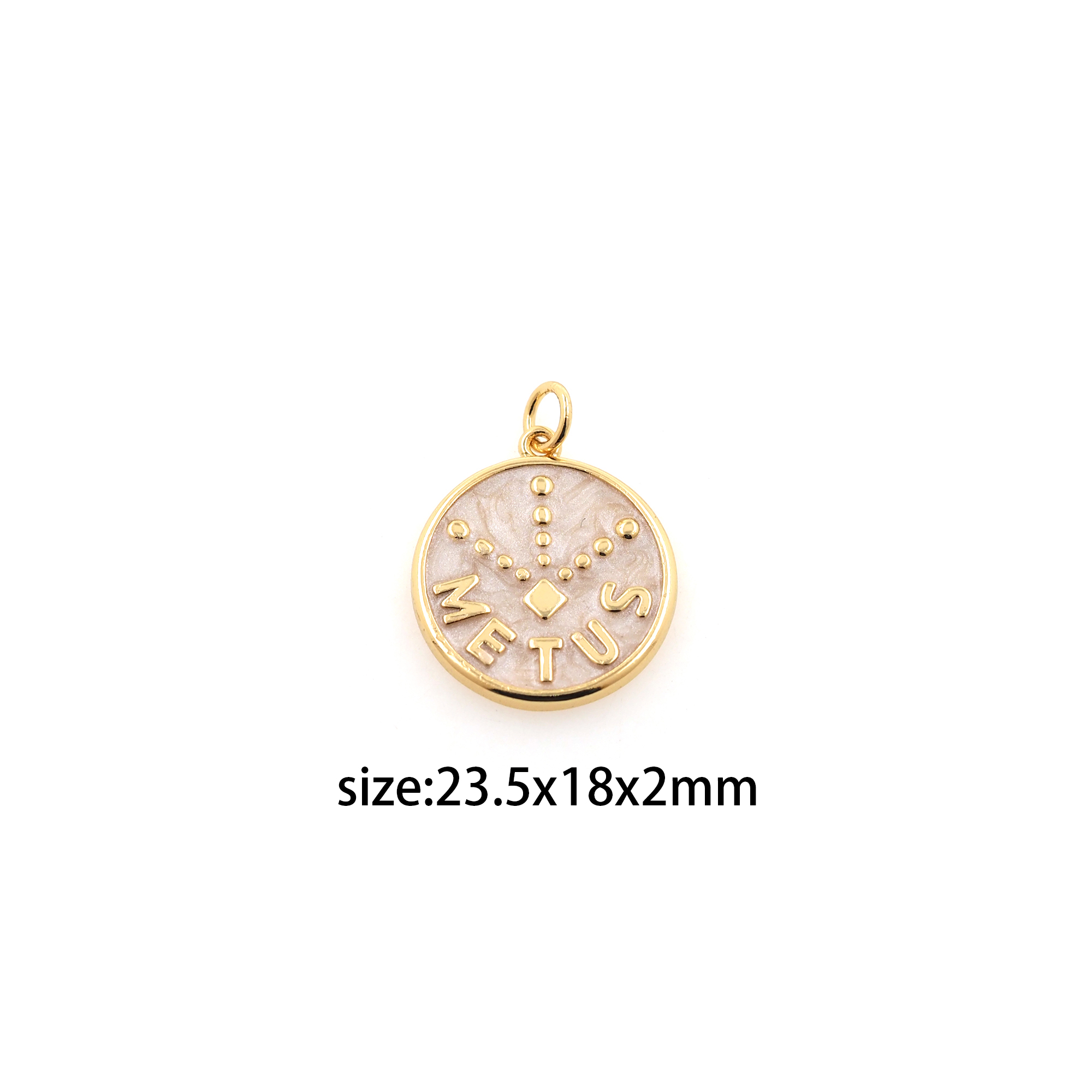 18K Gold Filled Round Pendant,Enamel Round Charm Earrings Necklace for DIY Jewelry Making Supply