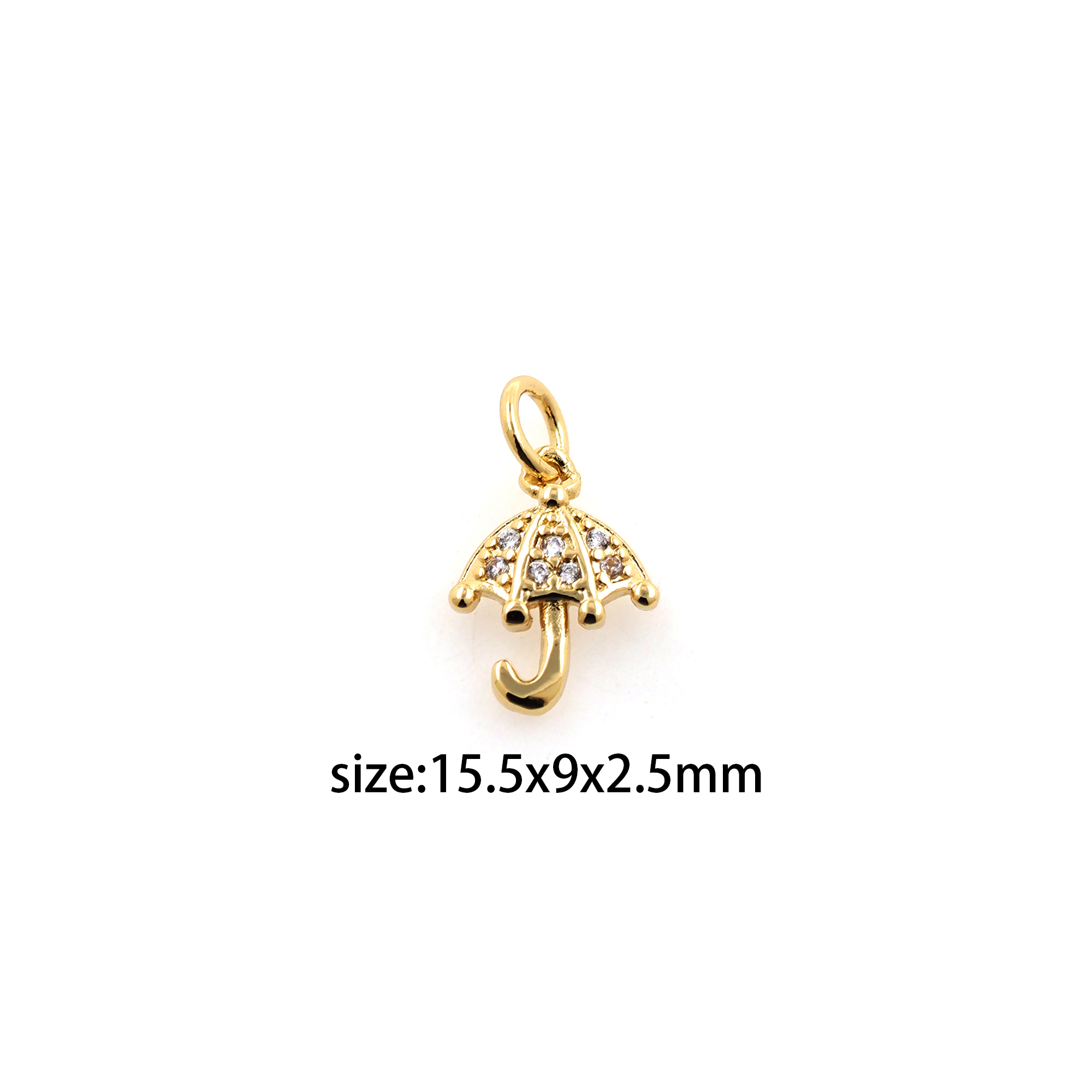 18K Gold Filled Umbrella Pendant,CZ Micro Pave Umbrella Charm Earrings Necklace for DIY Jewelry Making Supply