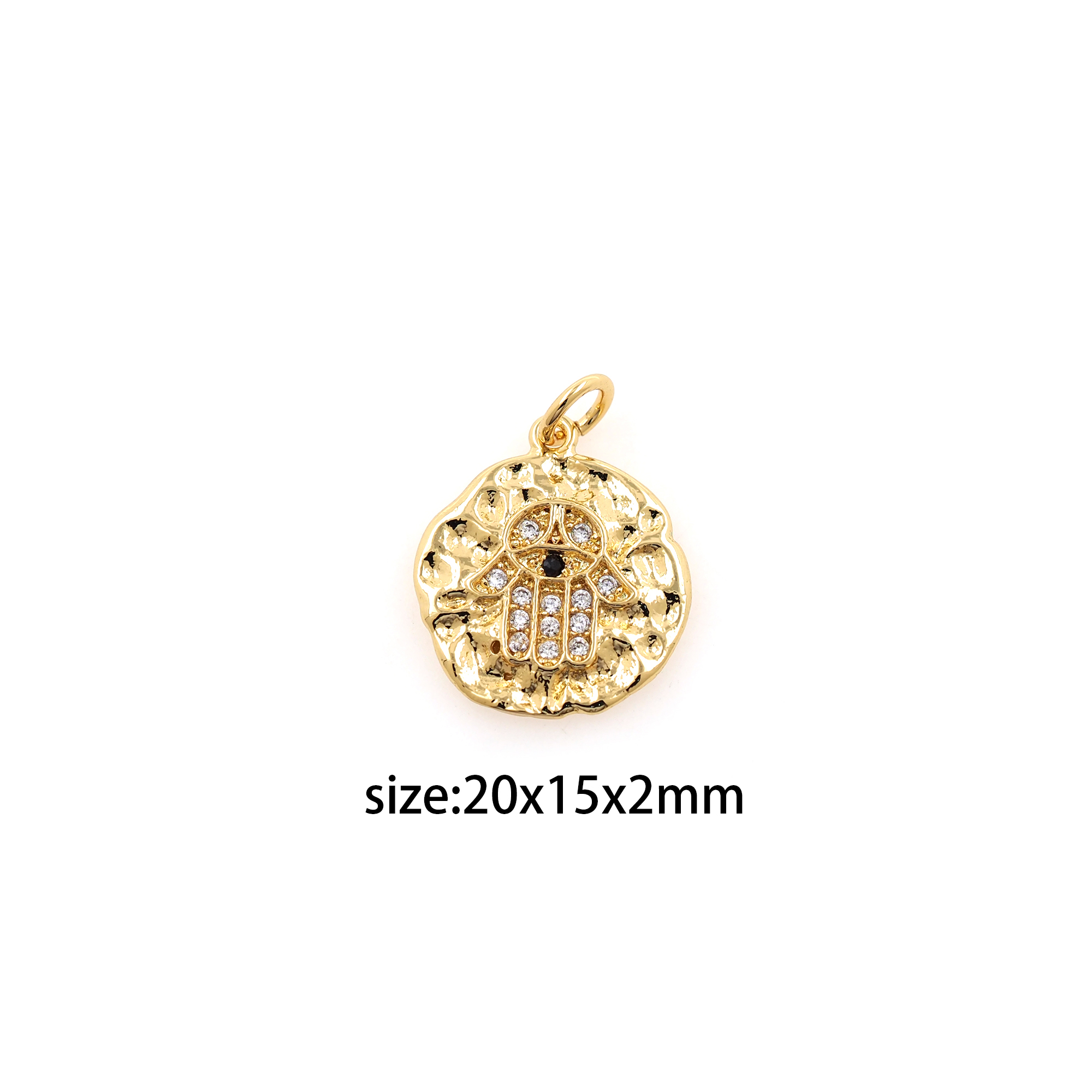 18K Gold Filled Hamsa Pendant,CZ Micro Pave Hamsa Charm Earrings Necklace for DIY Jewelry Making Supply
