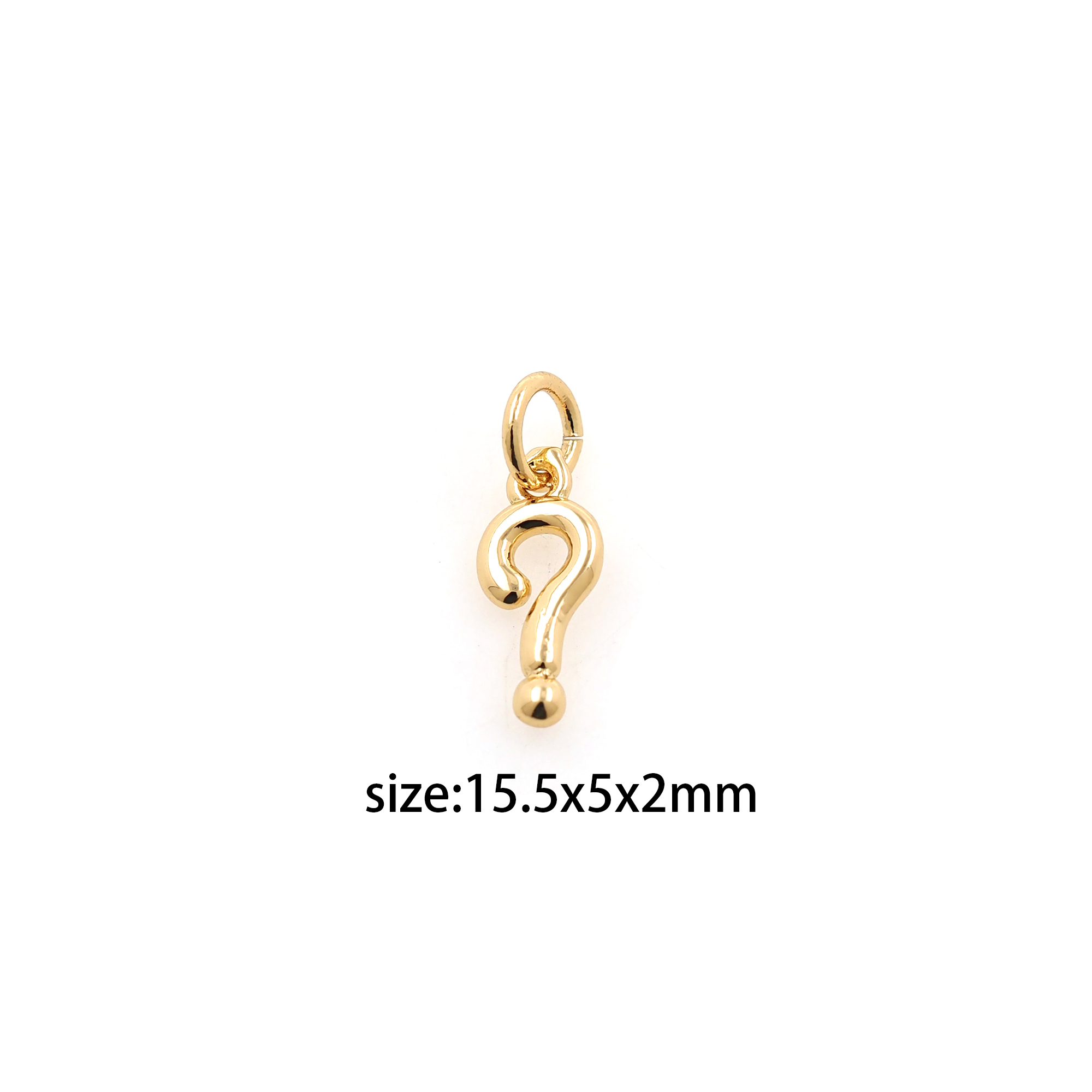 18K Gold Filled Question Mark Pendant,Punctuation Charm Earrings Necklace for DIY Jewelry Making Supply