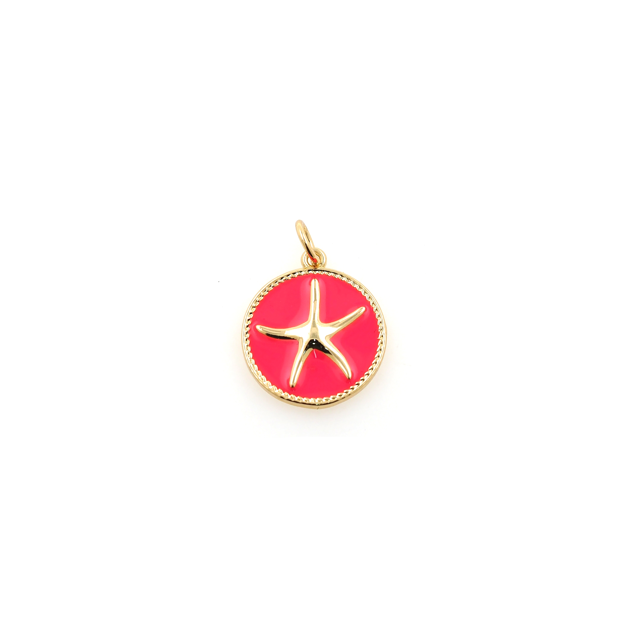 18K Gold Filled Starfish Pendant,Enamel Starfish Charm Earrings Necklace for DIY Jewelry Making Supply