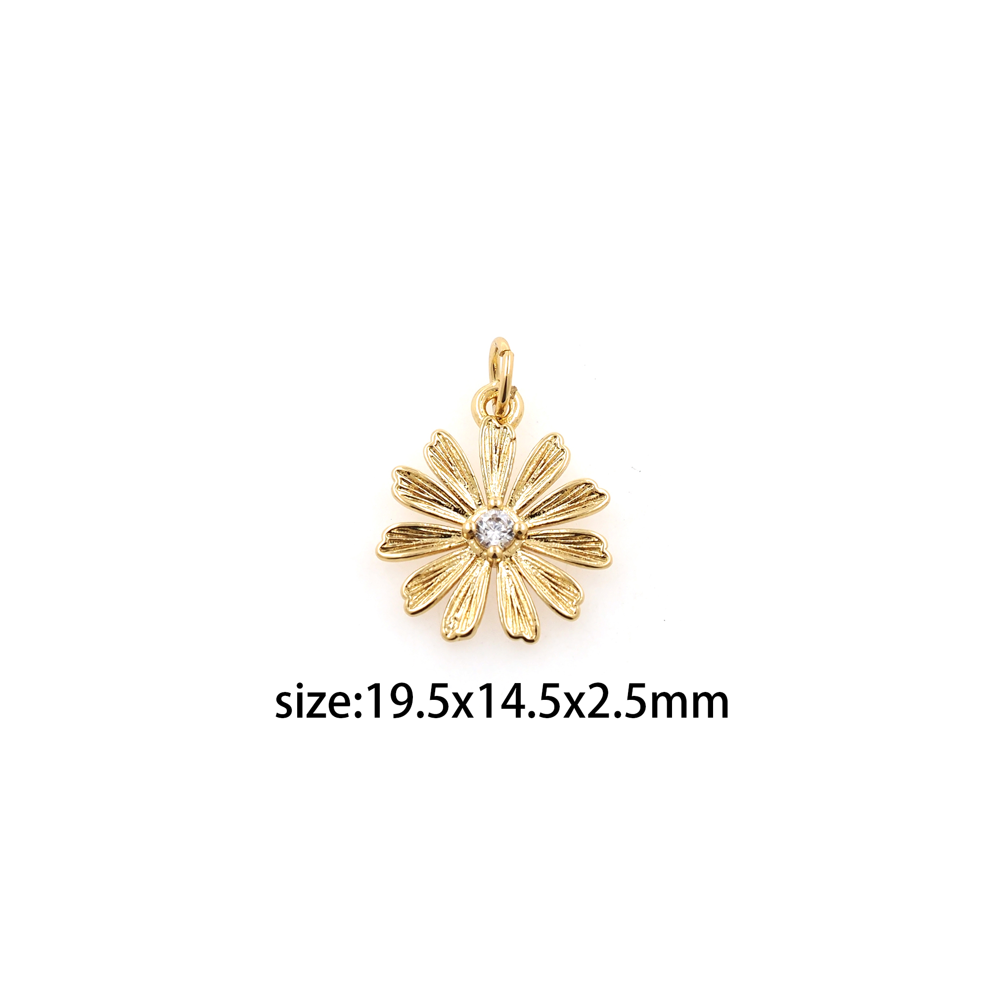 18K Gold Filled Flower Pendant,CZ Micro Pave Flower Charm Earrings Necklace for DIY Jewelry Making Supply