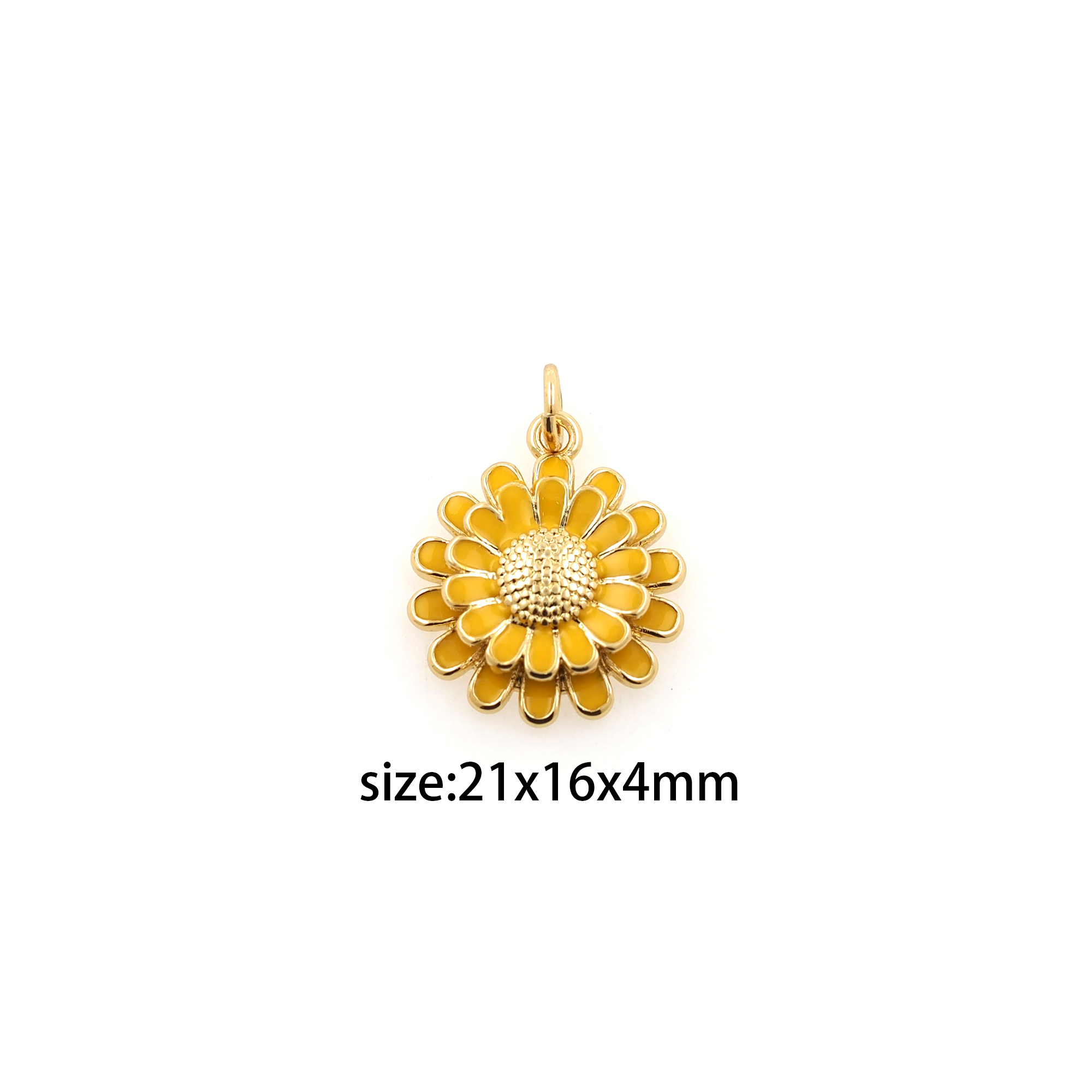 18K Gold Filled Daisy Pendant,Enamel Flower Charm Earrings Necklace for DIY Jewelry Making Supply