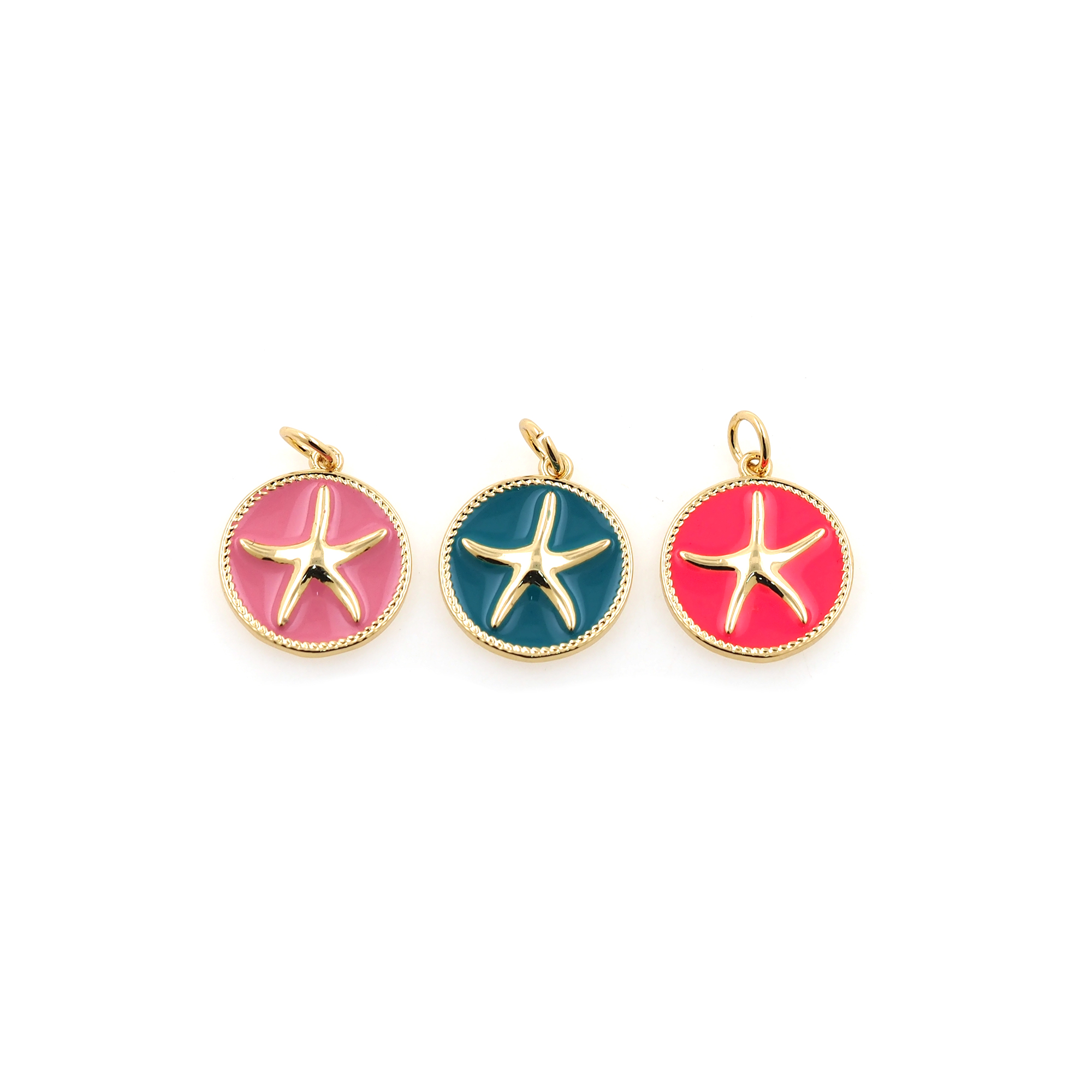 18K Gold Filled Starfish Pendant,Enamel Starfish Charm Earrings Necklace for DIY Jewelry Making Supply