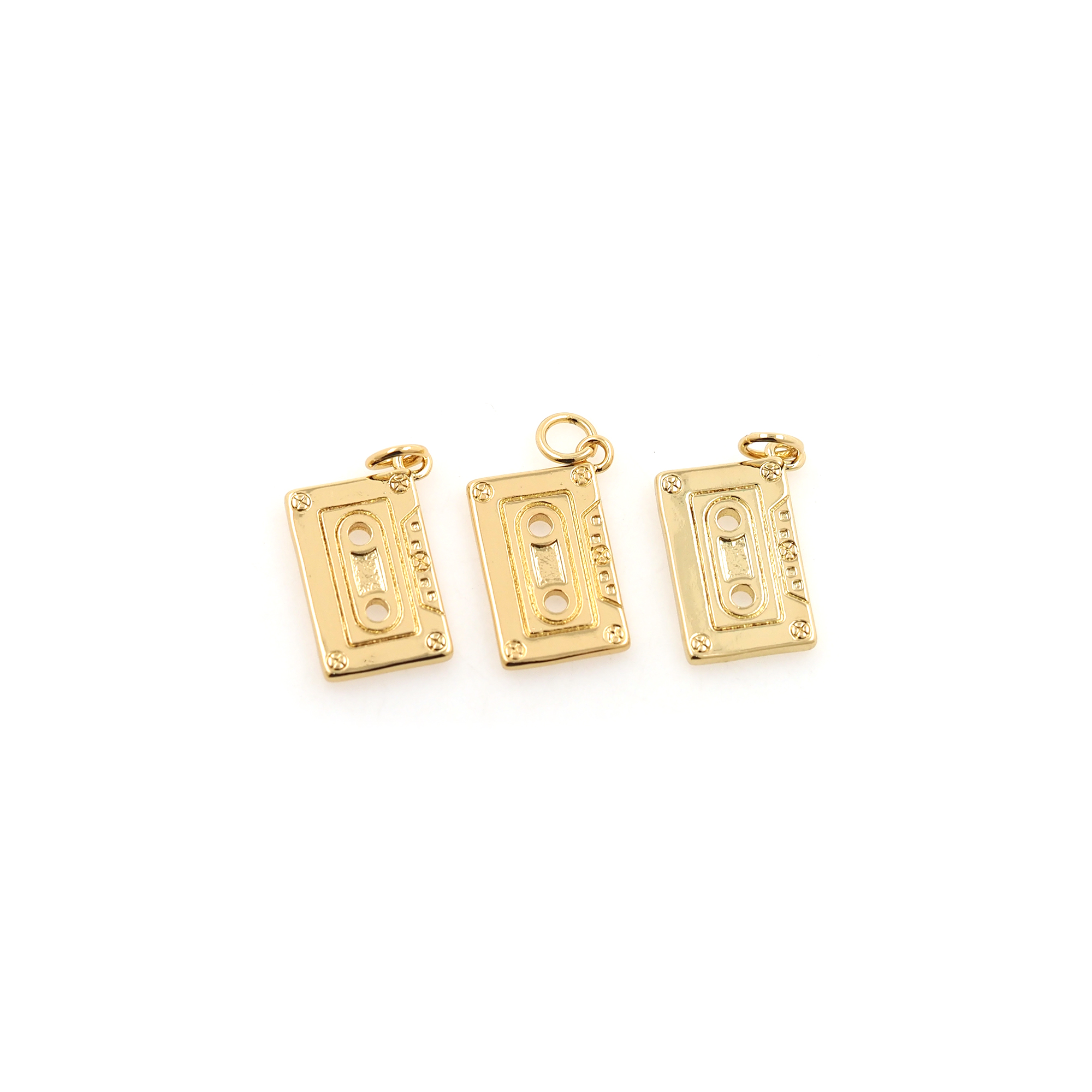 18K Gold Filled Tape Pendant,Dainty Cassette Tape Charm Earrings Necklace for DIY Jewelry Making Supply