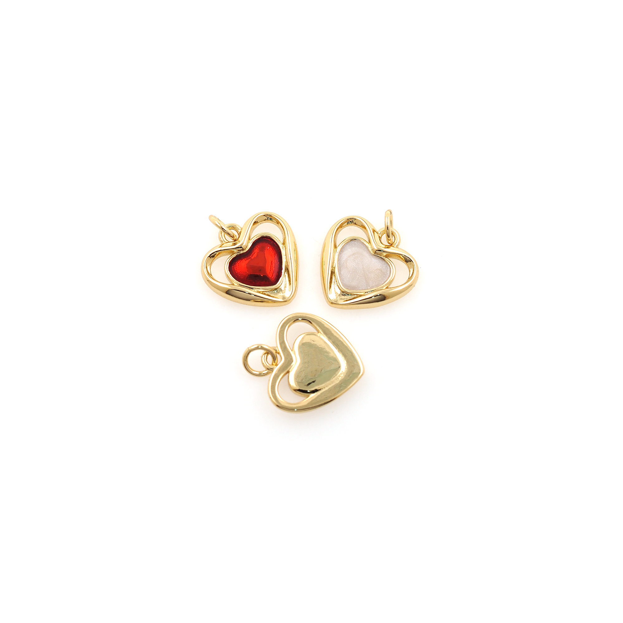 18K Gold Filled Heart Pendant,Dainty Heart Charm Earrings Necklace for DIY Jewelry Making Supply