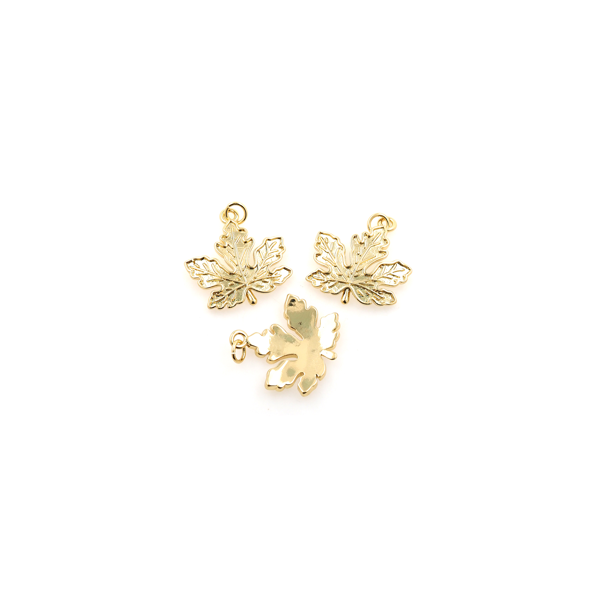18K Gold Filled Maple Leaf Pendant,Dainty Leaf Charm Earrings Necklace for DIY Jewelry Making Supply