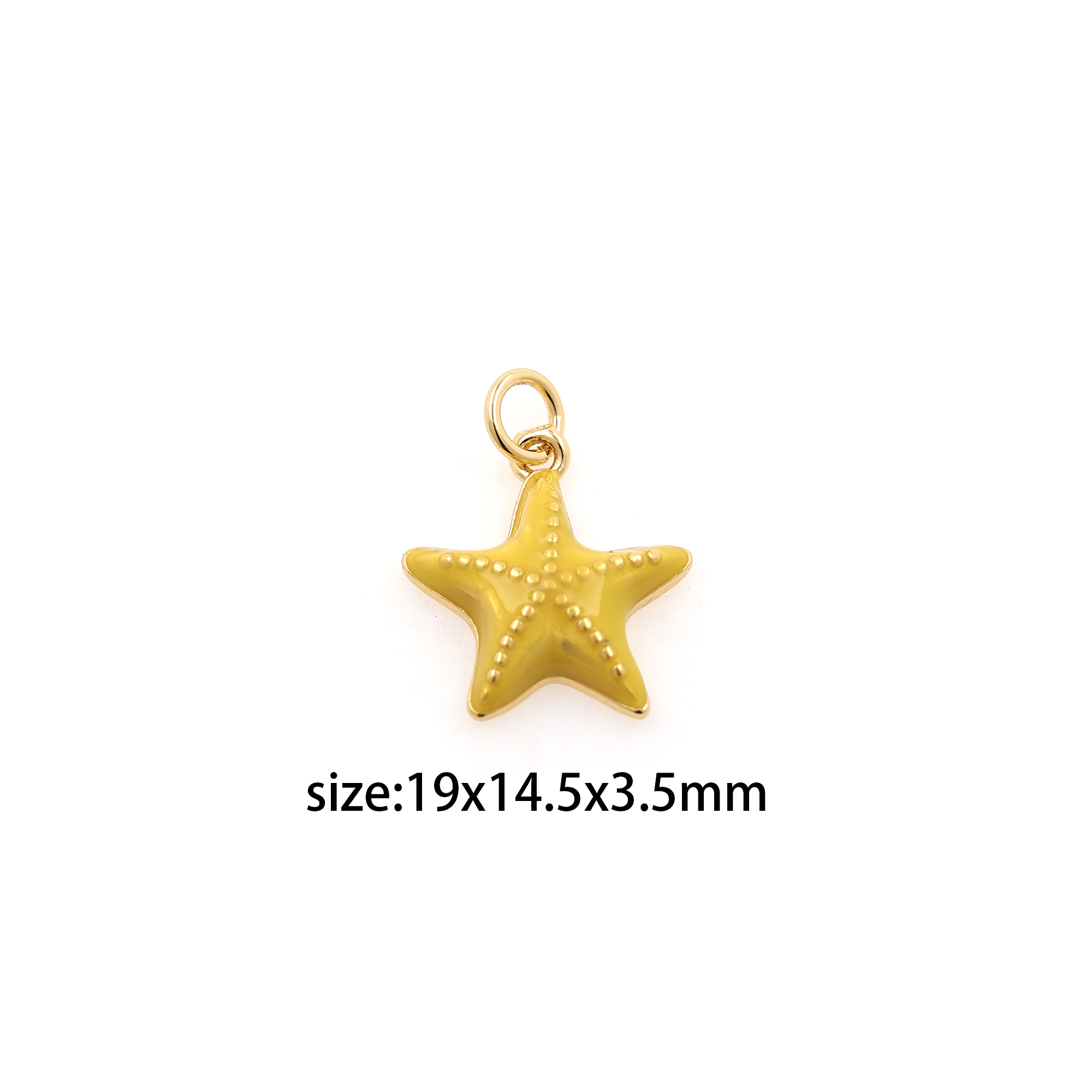 18K Gold Filled Starfish Pendant,Enamel Starfish Charm Earrings Necklace for DIY Jewelry Making Supply