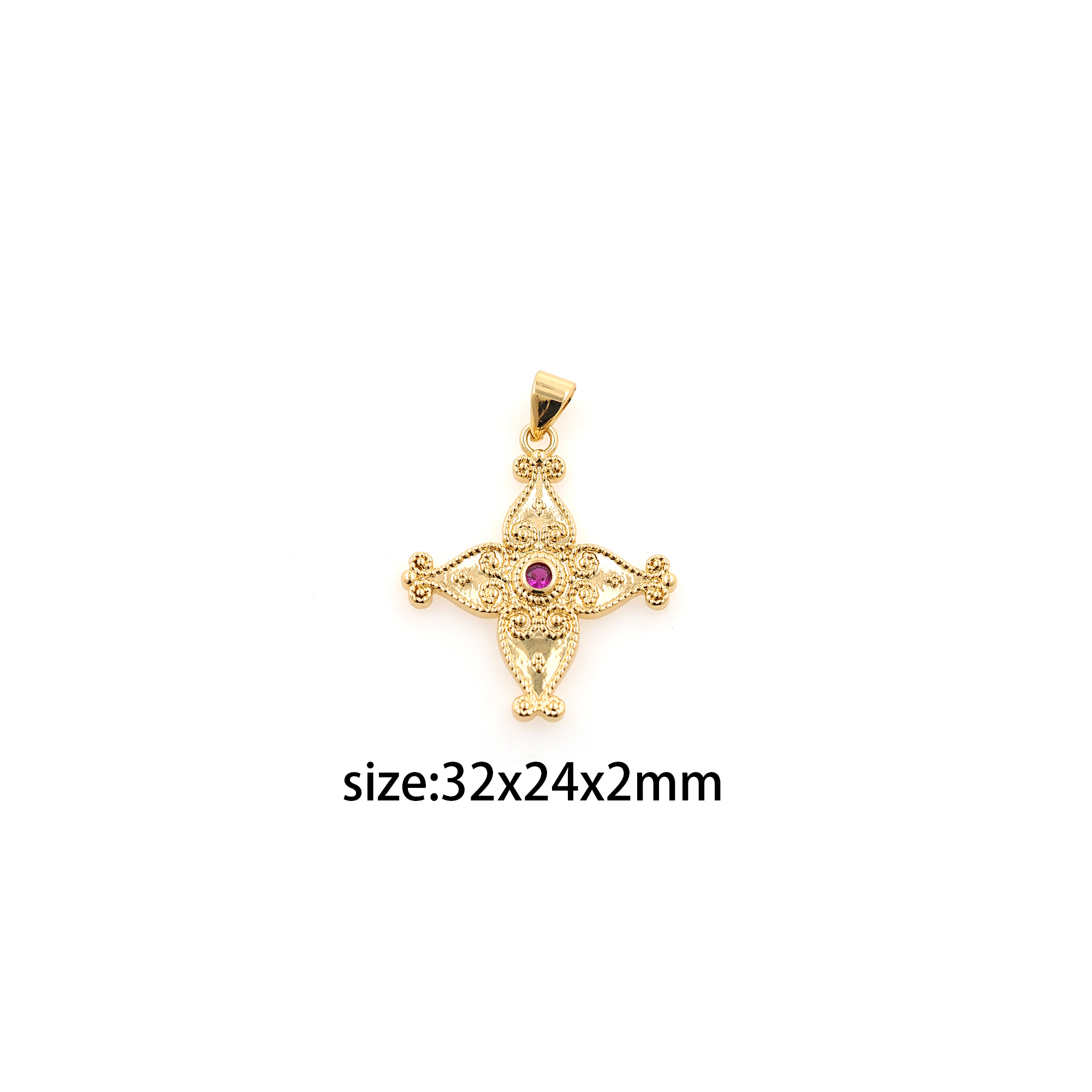 18K Gold Filled Flower Pendant,CZ Flower Charm Earrings Necklace for DIY Jewelry Making Supply