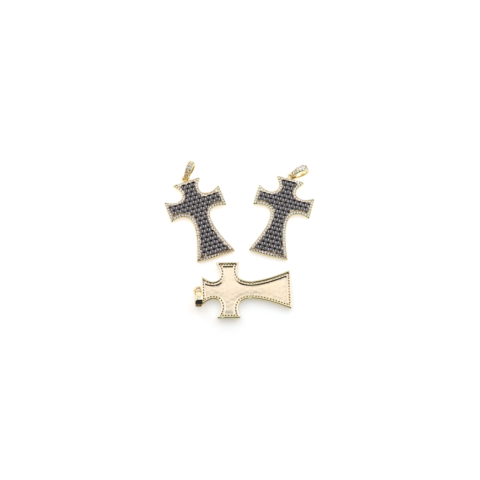 18K Gold Filled Cross Pendant,CZ Micro Pave Cross Charm Earrings Necklace for DIY Jewelry Making Supply