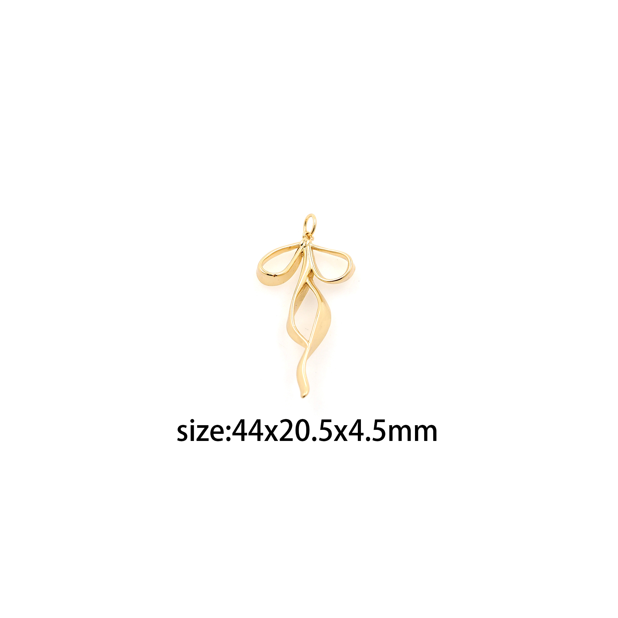 18K Gold Filled Bow Pendant,Bow Charm Earrings Necklace for DIY Jewelry Making Supply