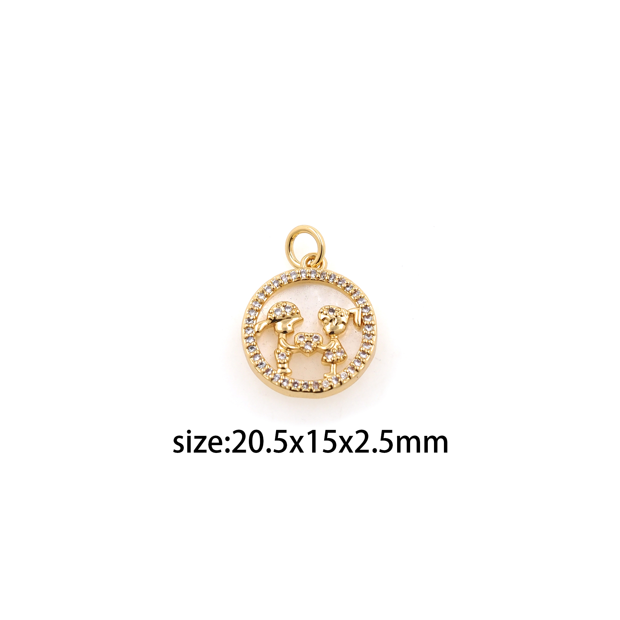 18K Gold Filled Boy Girl Pendant,CZ Micro Pave Boy Girl Charm Earrings Necklace for DIY Jewelry Making Supply