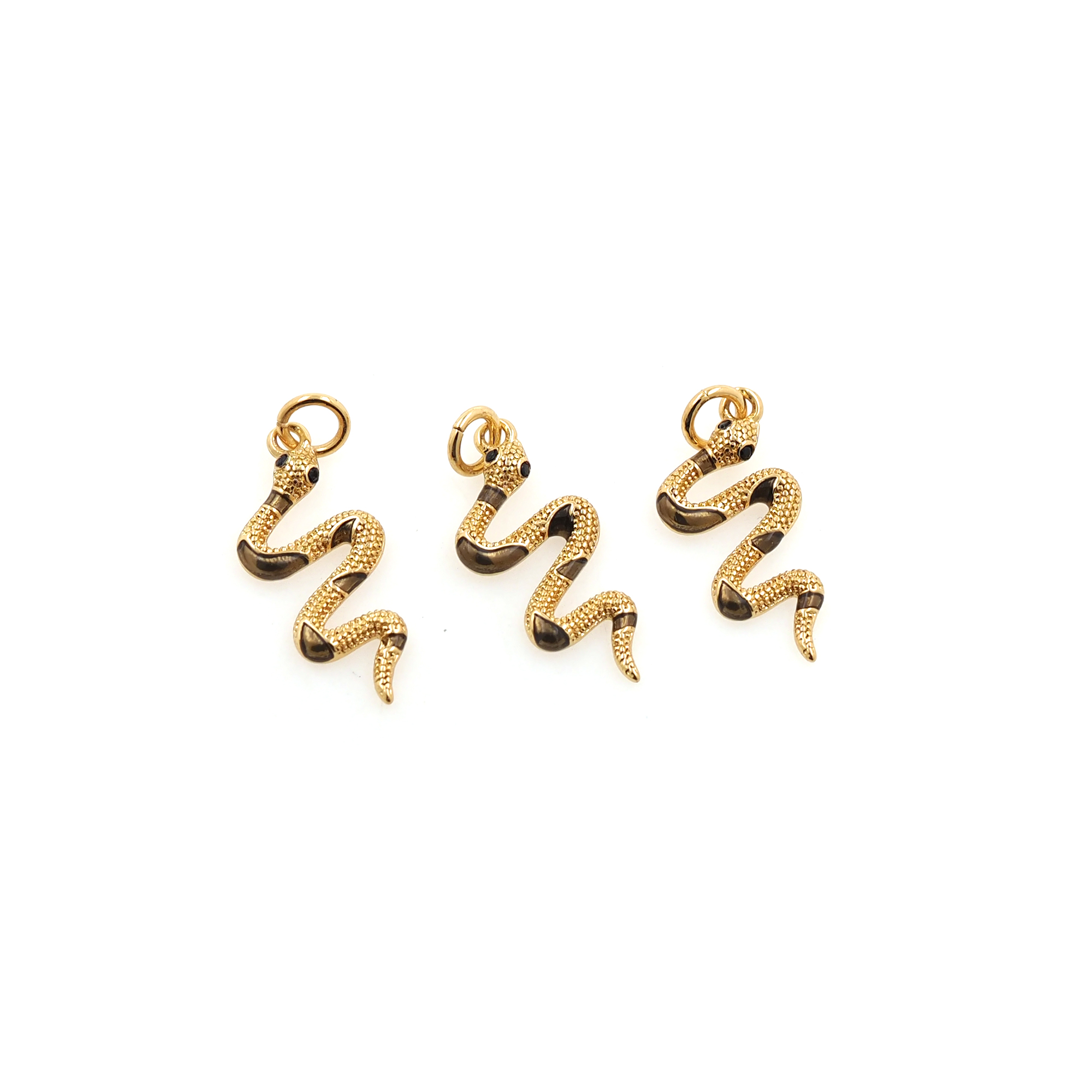 18K Gold Filled Snake Pendant,Reptile Charm Earrings Necklace for DIY Jewelry Making Supply