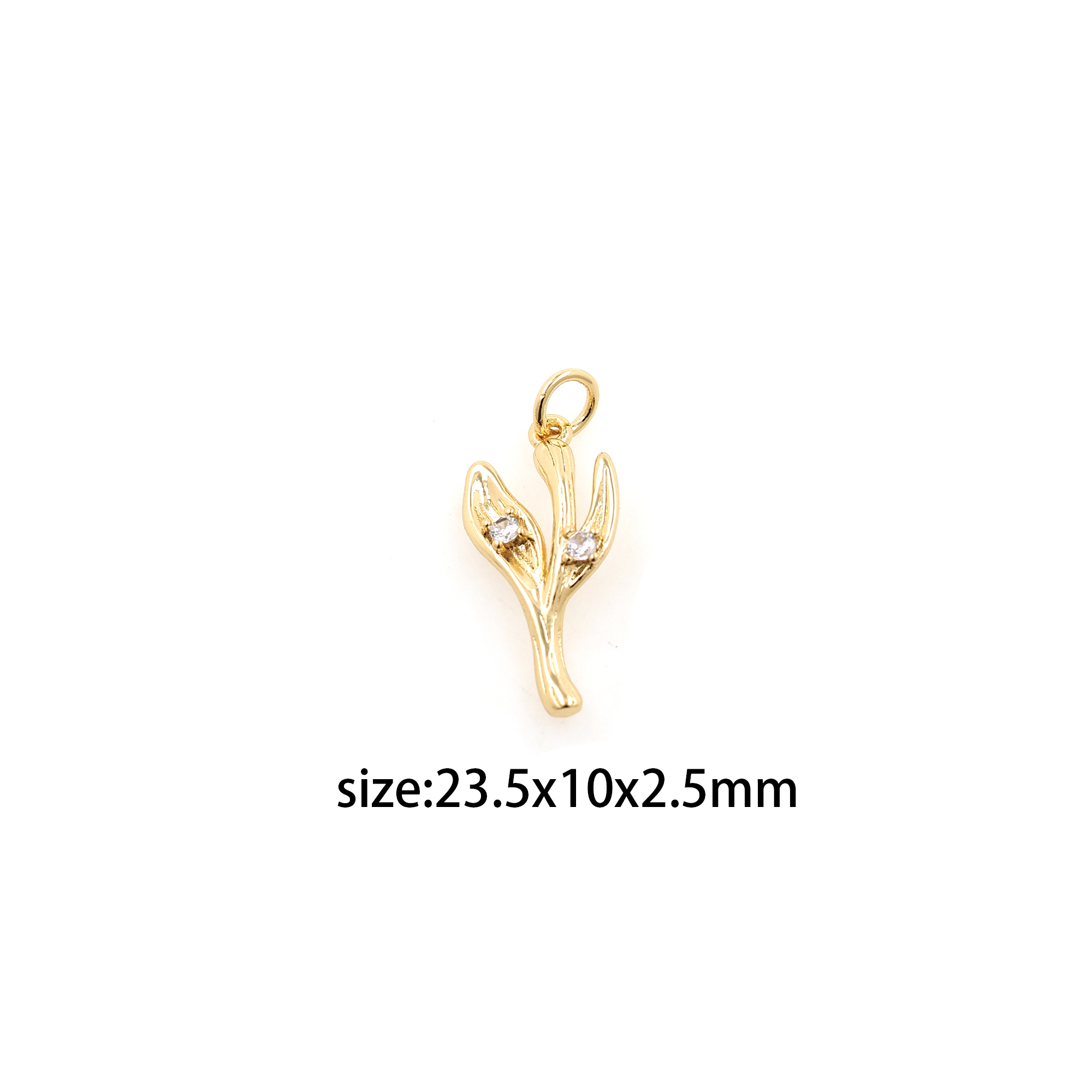 18K Gold Filled Leaf Pendant,CZ Micro Pave Leaf Charm Earrings Necklace for DIY Jewelry Making Supply