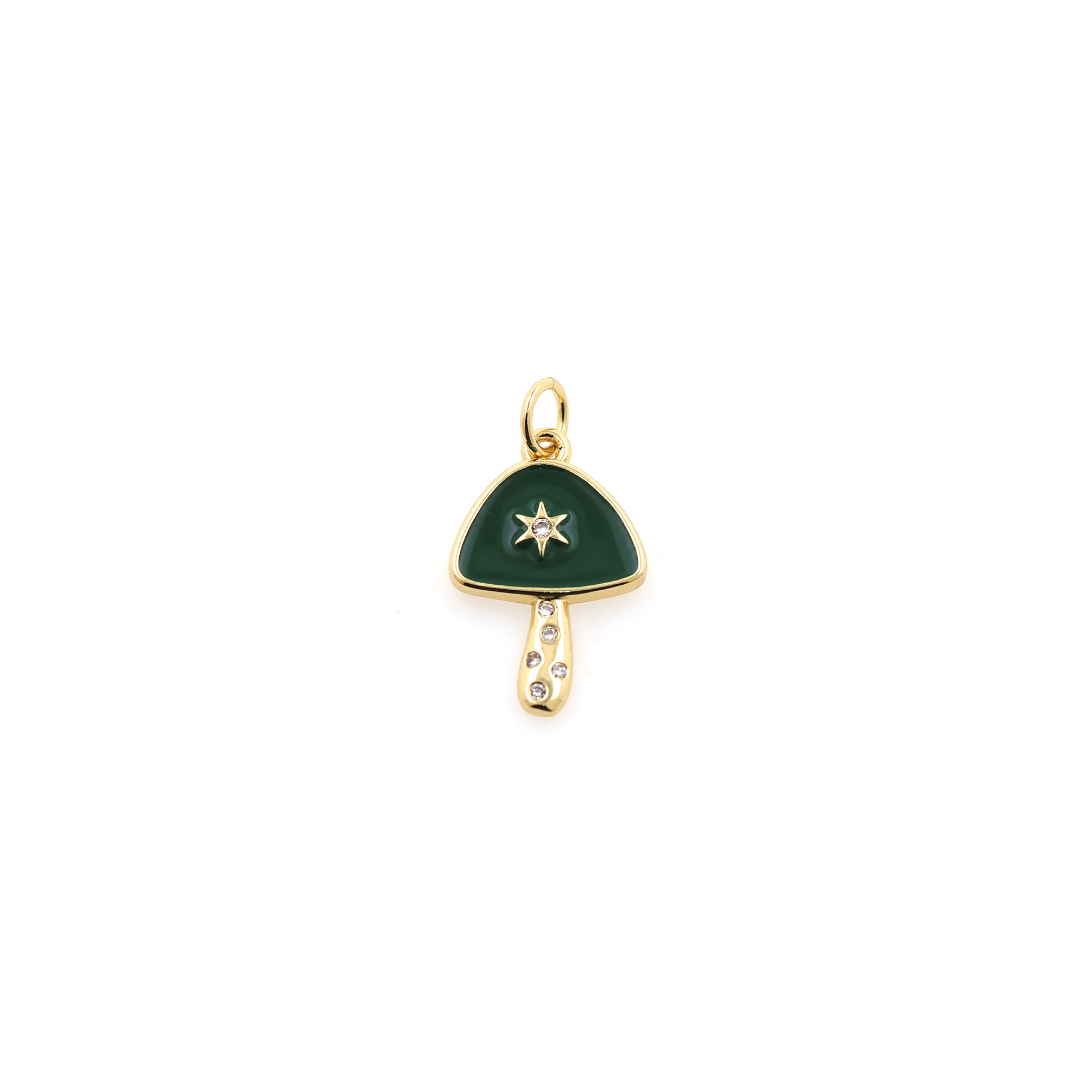 18K Gold Filled Mushroom Pendant,Enamel Mushroom Charm Earrings Necklace for DIY Jewelry Making Supply