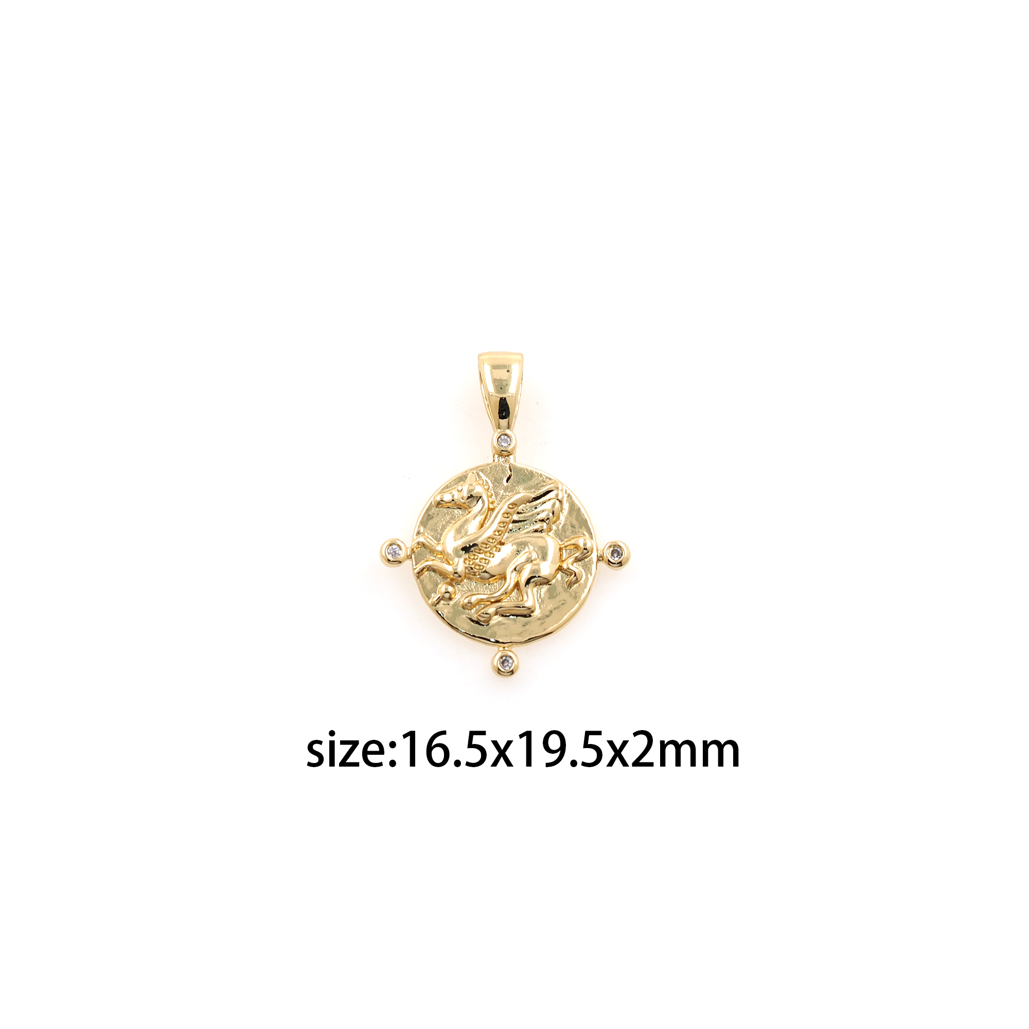 18K Gold Filled Pegasus Pendant,CZ Micro Pave Pegasus Charm Earrings Necklace for DIY Jewelry Making Supply