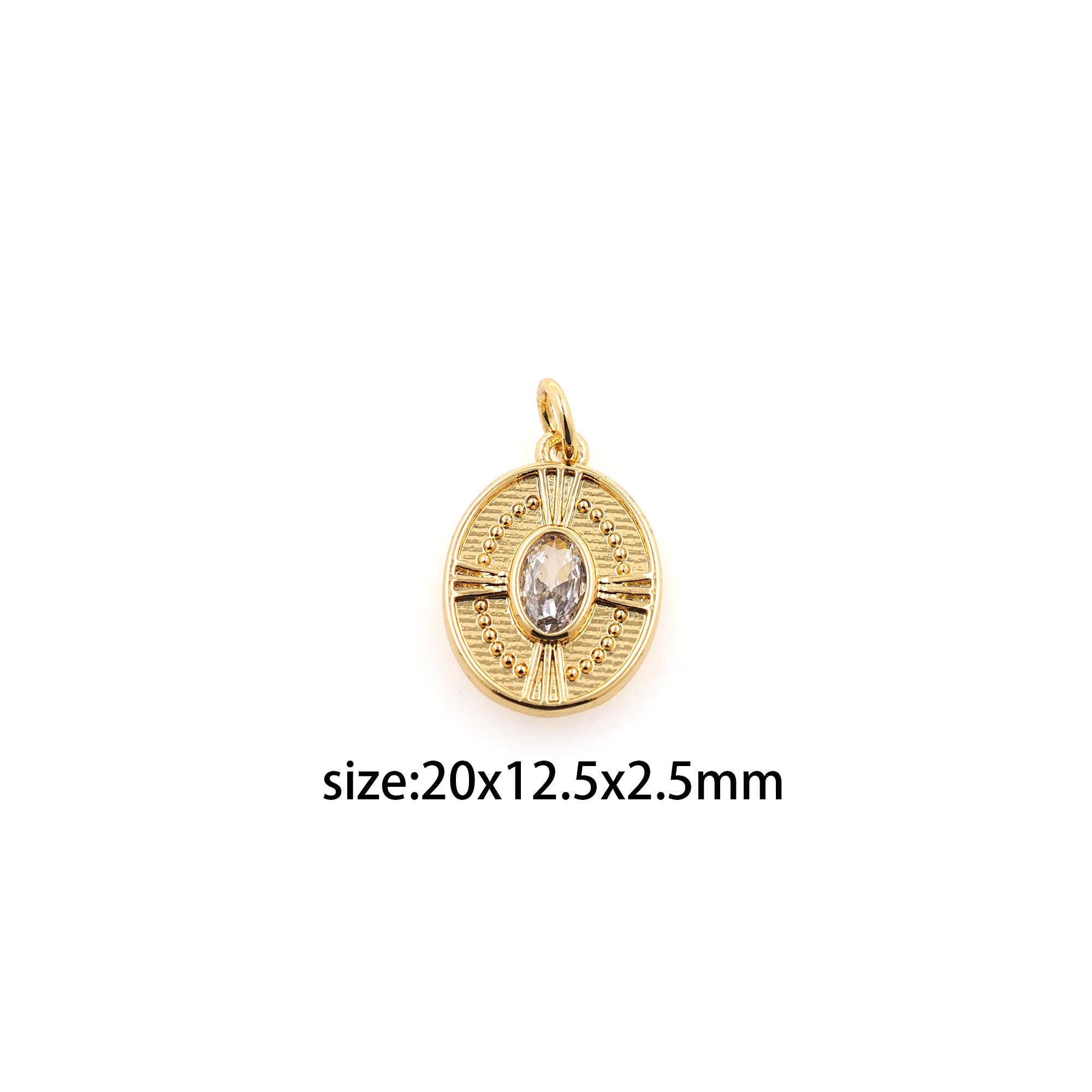 18K Gold Filled Oval Pendant,CZ Micro Pave Oval Charm Earrings Necklace for DIY Jewelry Making Supply