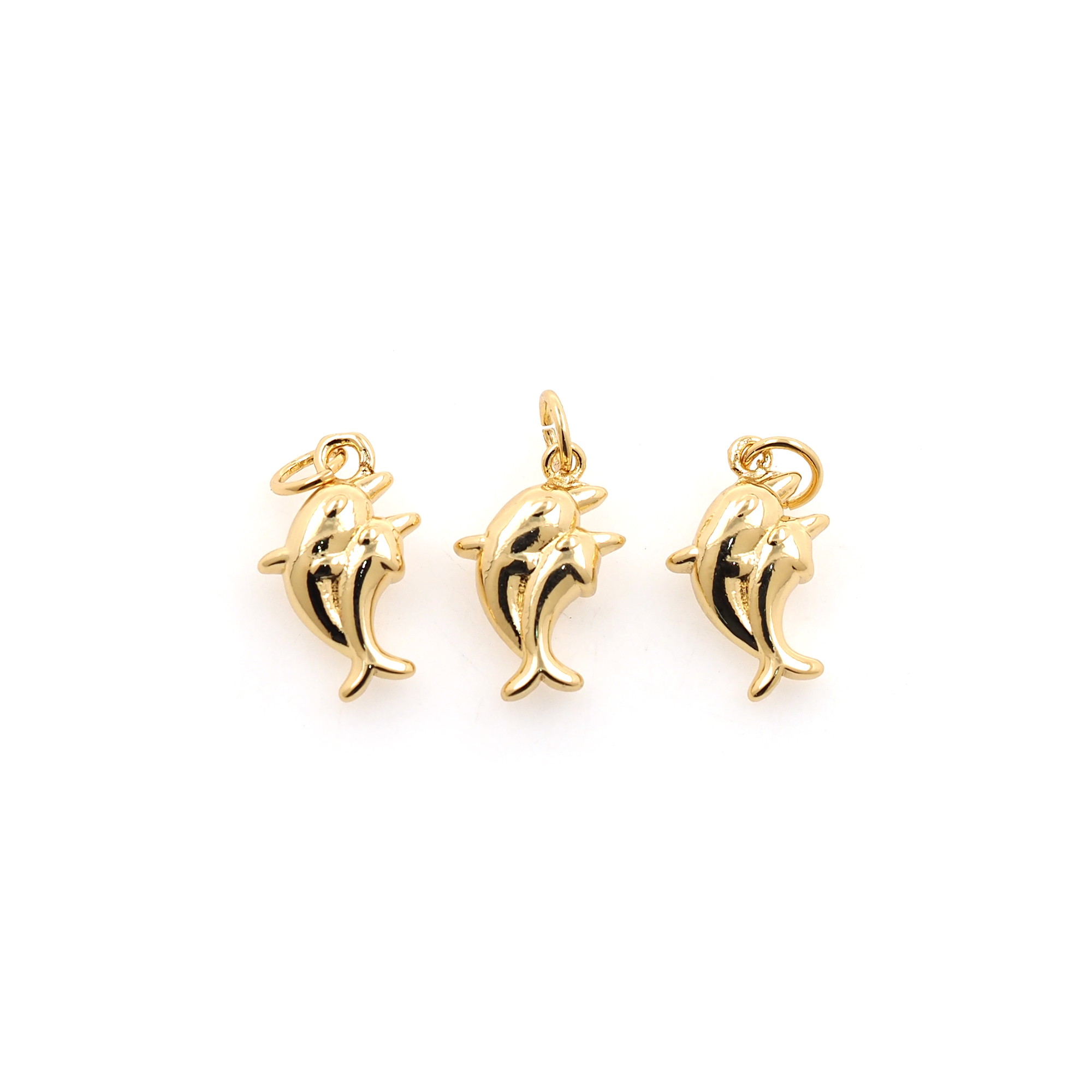 18K Gold Filled Dolphin Pendant,Dainty Dolphin Charms Earrings Necklace for DIY Jewelry Making Supply