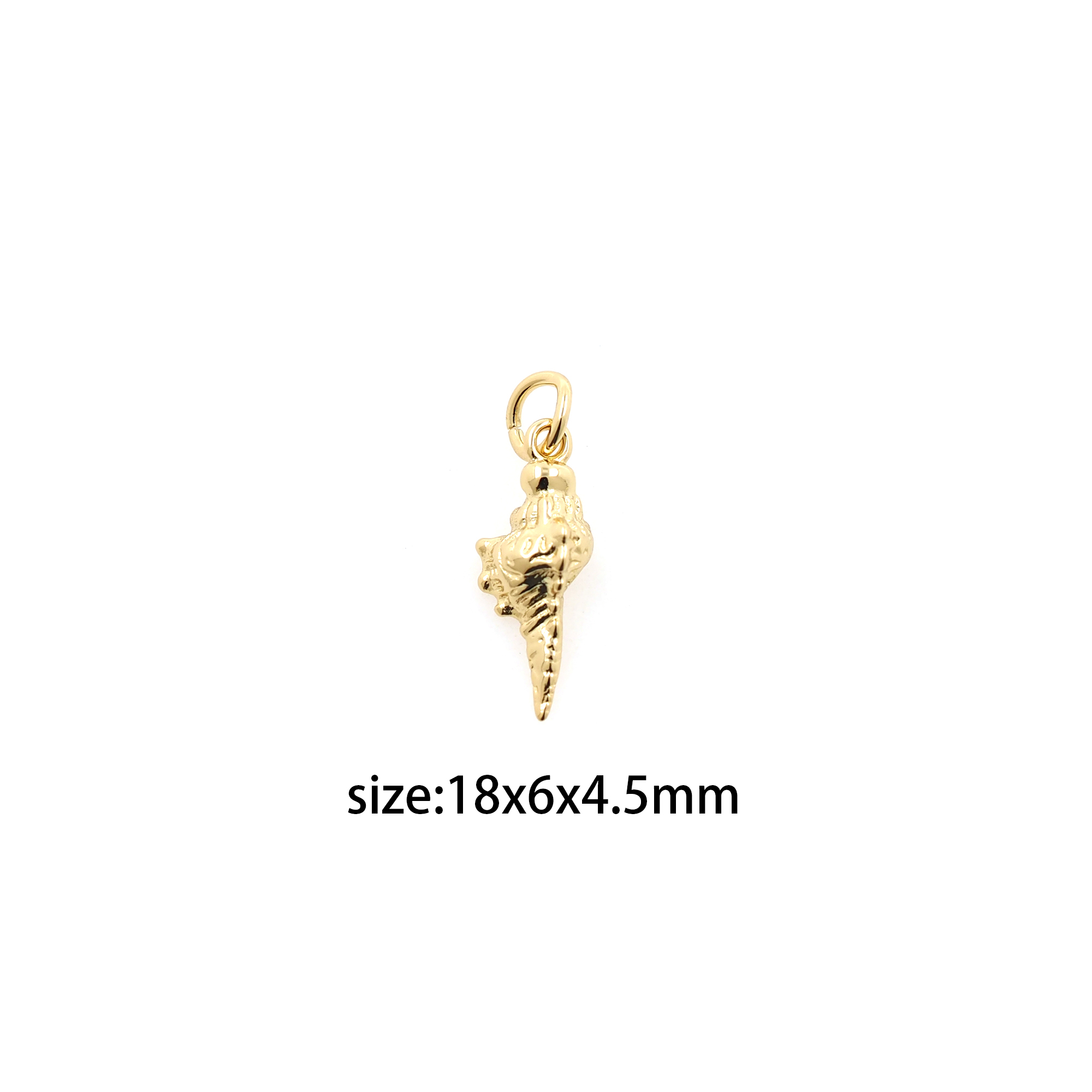18K Gold Filled Conch Pendant,Dainty Shell Charm Earrings Necklace for DIY Jewelry Making Supply
