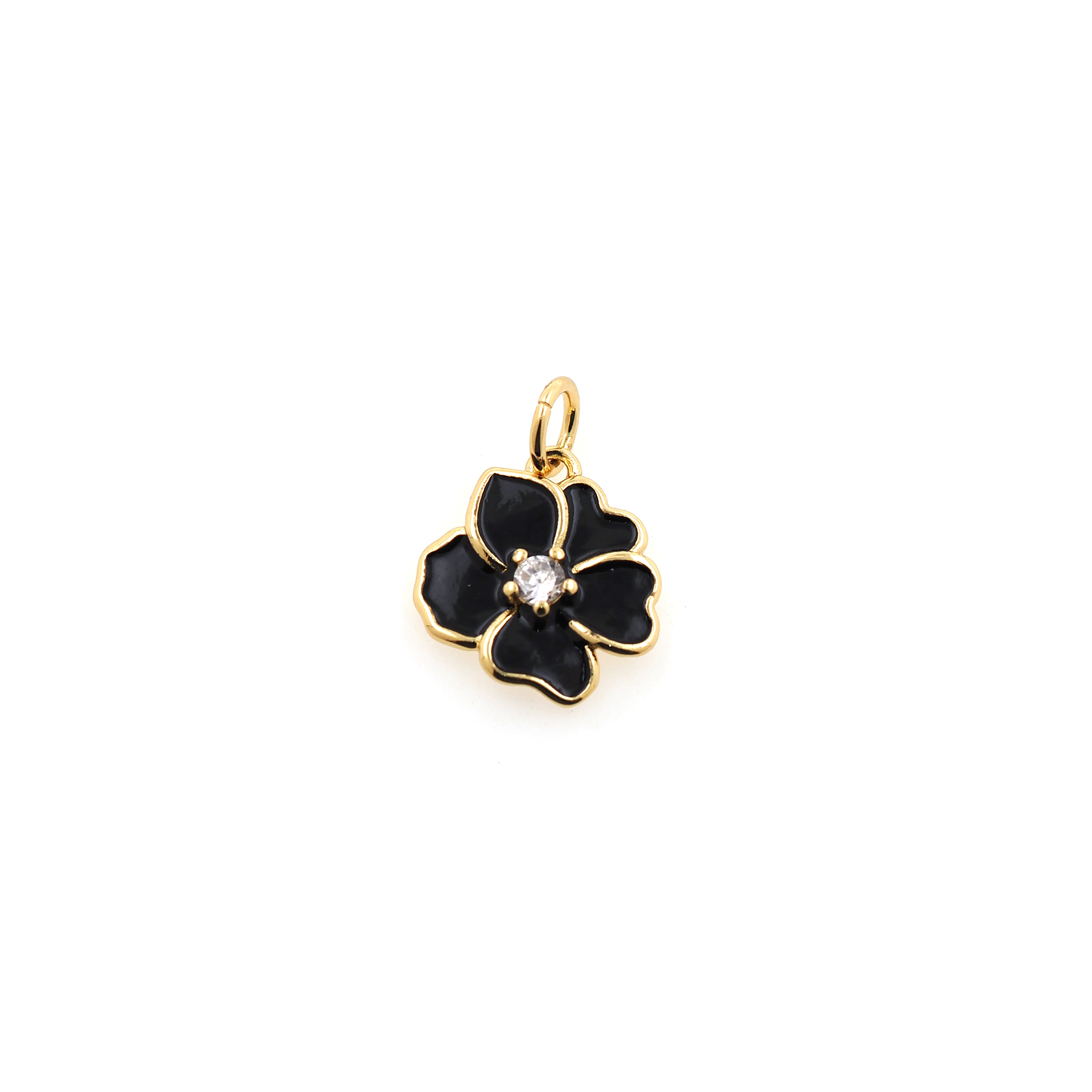 18K Gold Filled Flower Pendant,Enamel Flower Charm Earrings Necklace for DIY Jewelry Making Supply