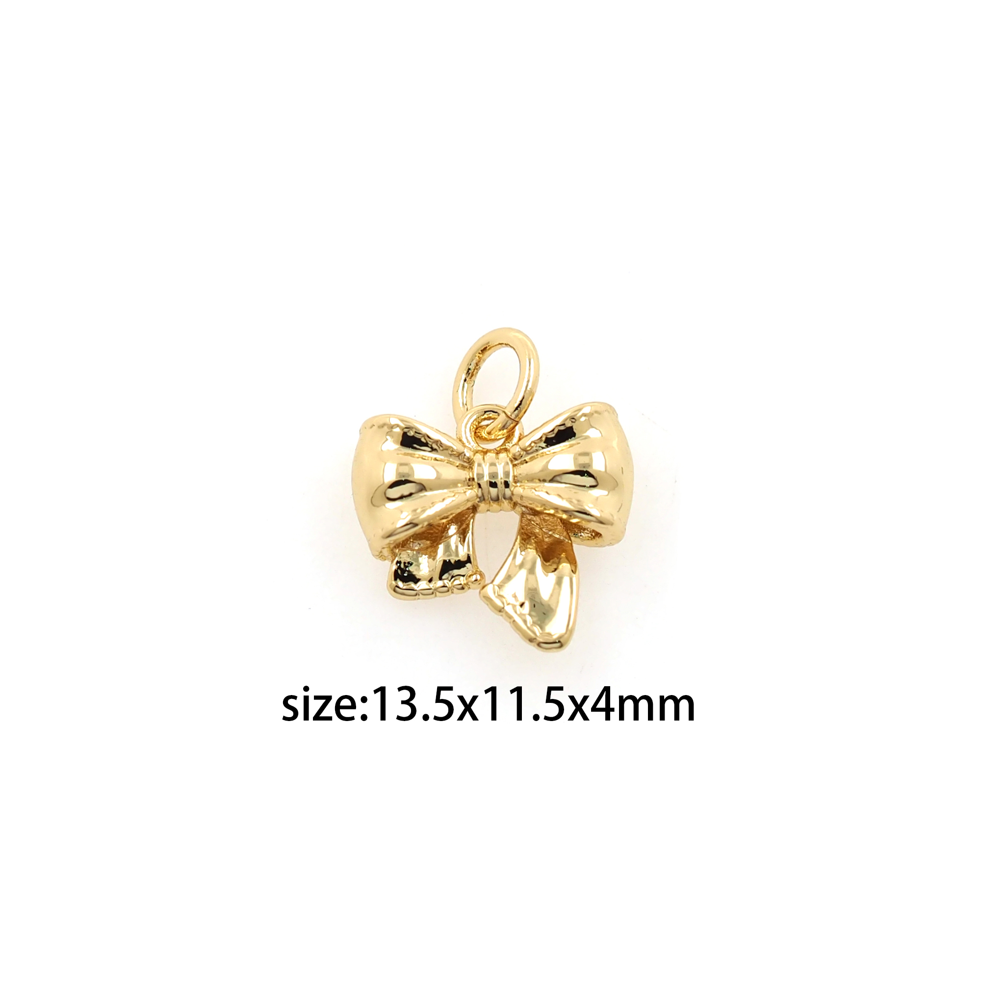 18K Gold Filled Bow Pendant,Dainty Bow Charm Earrings Necklace for DIY Jewelry Making Supply