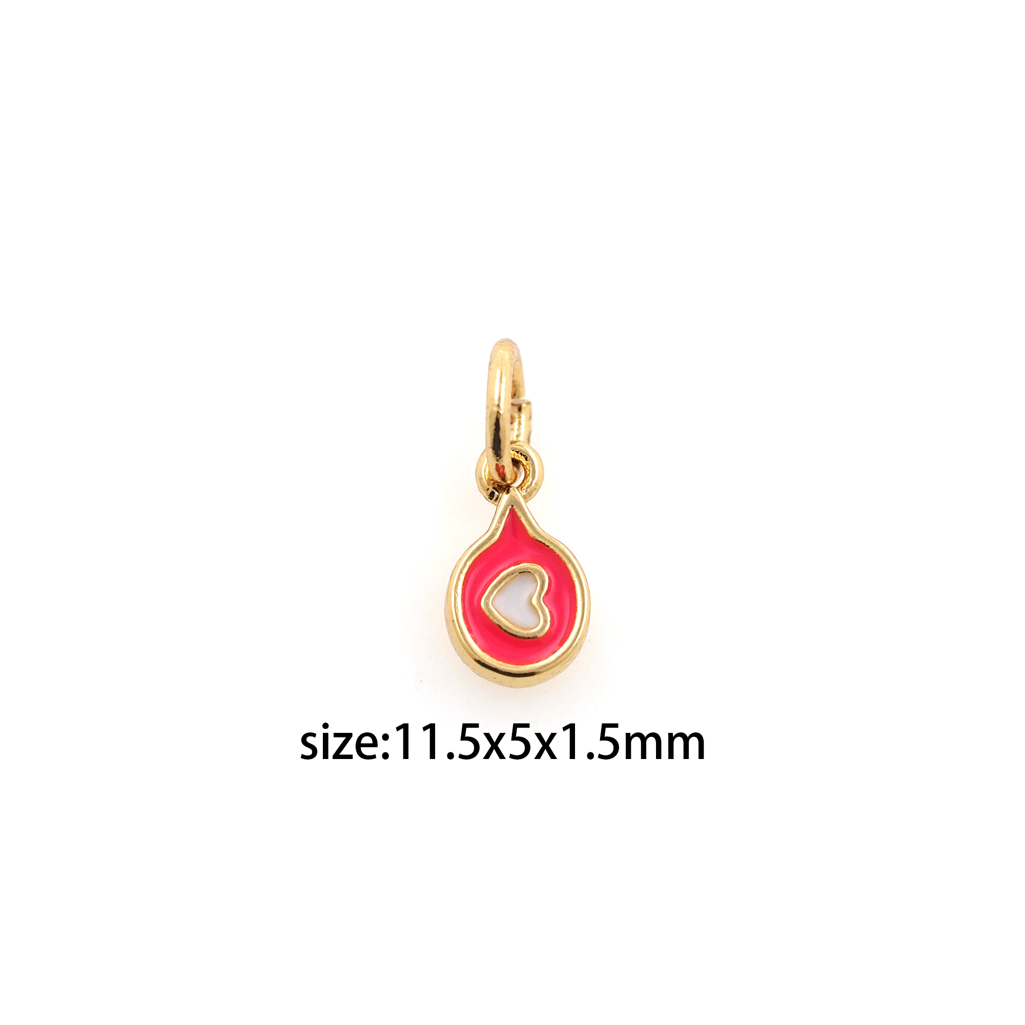 18K Gold Filled Heart Pendant,Enamel Tiny Heart Charm Earrings Necklace for DIY Jewelry Making Supply