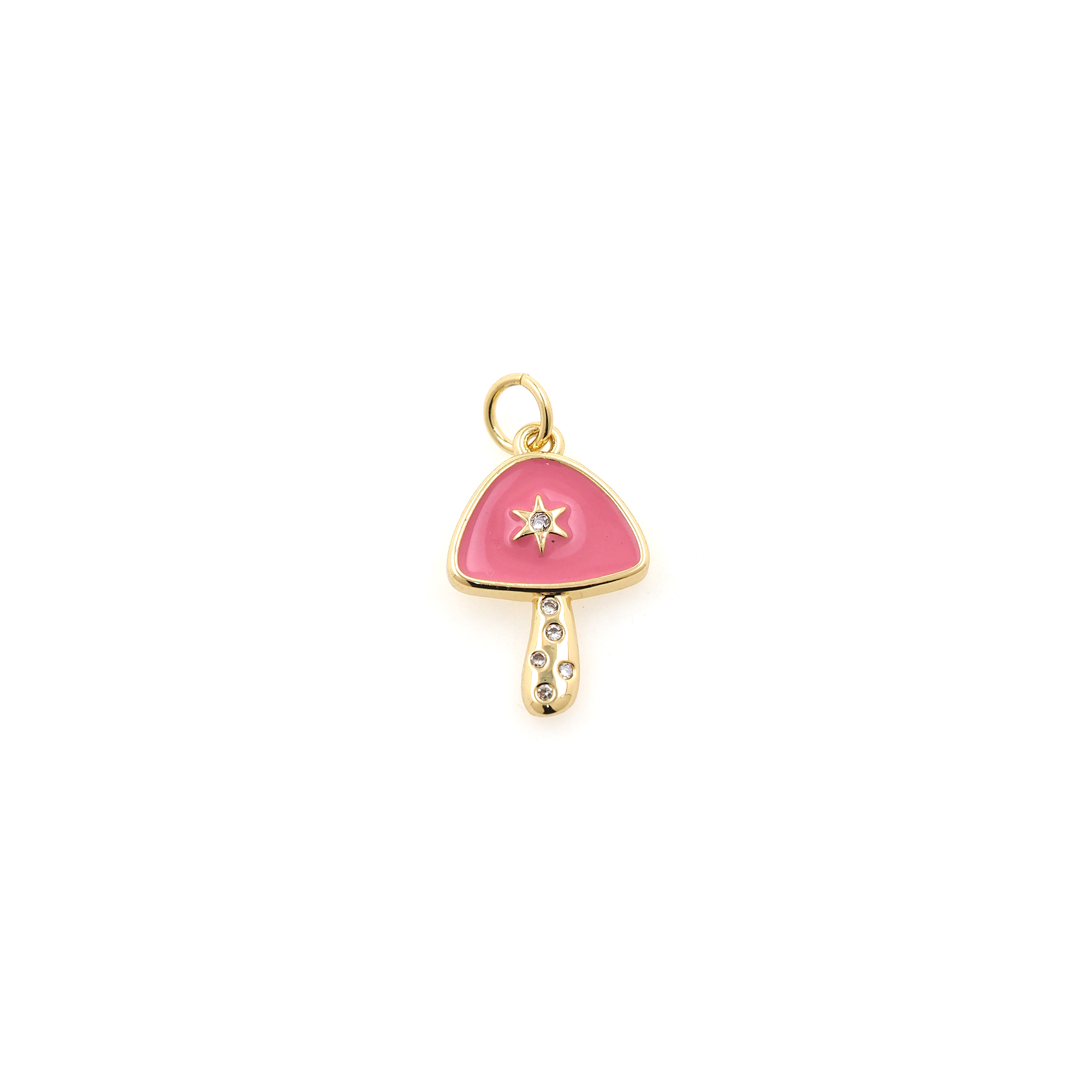 18K Gold Filled Mushroom Pendant,Enamel Mushroom Charm Earrings Necklace for DIY Jewelry Making Supply