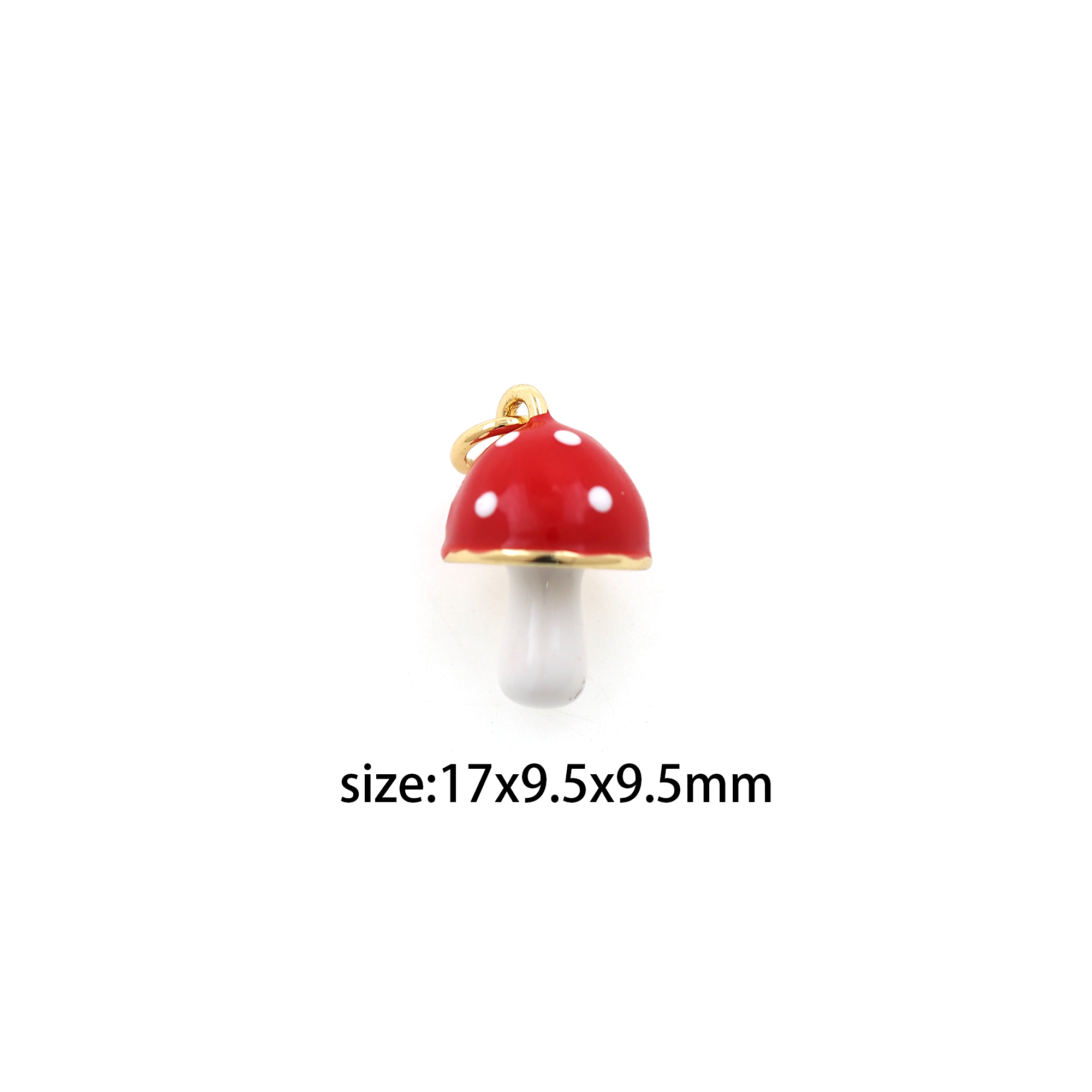 18K Gold Filled Mushroom Pendant,Enamel Mushroom Charm Earrings Necklace for DIY Jewelry Making Supply
