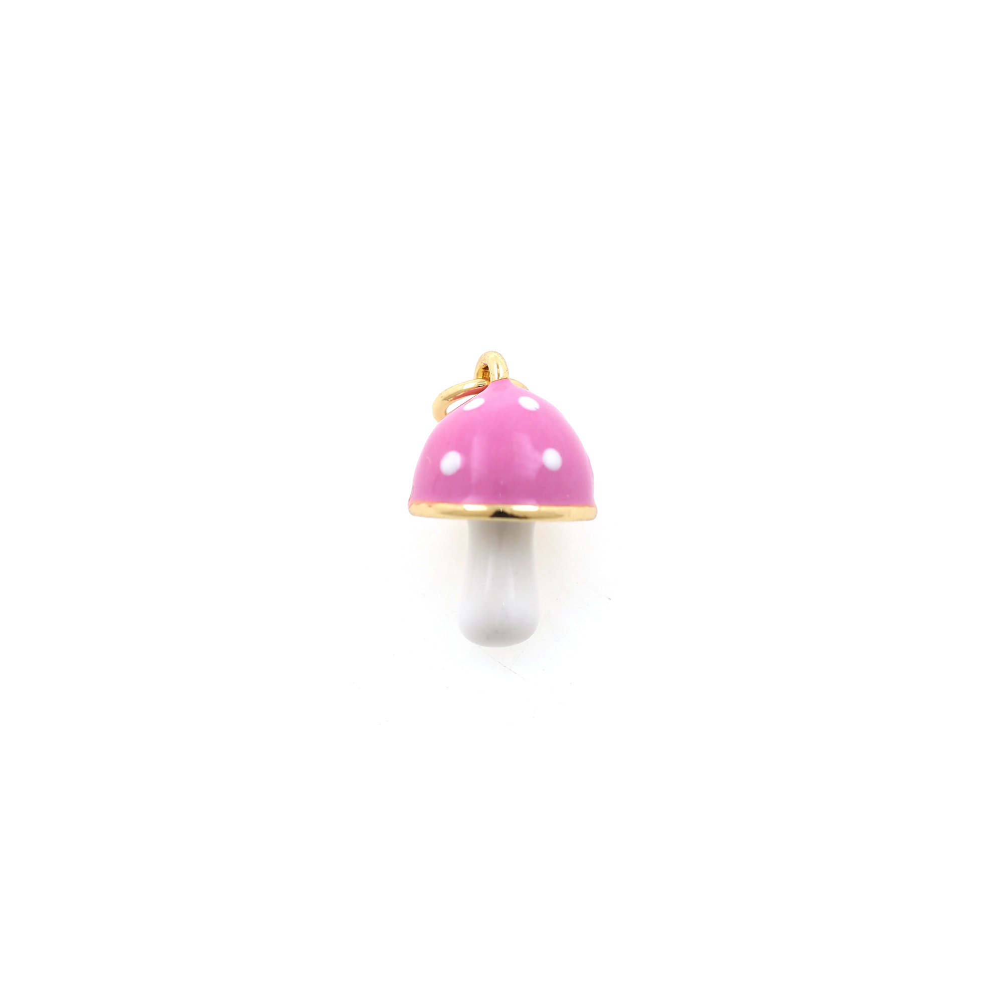 18K Gold Filled Mushroom Pendant,Enamel Mushroom Charm Earrings Necklace for DIY Jewelry Making Supply