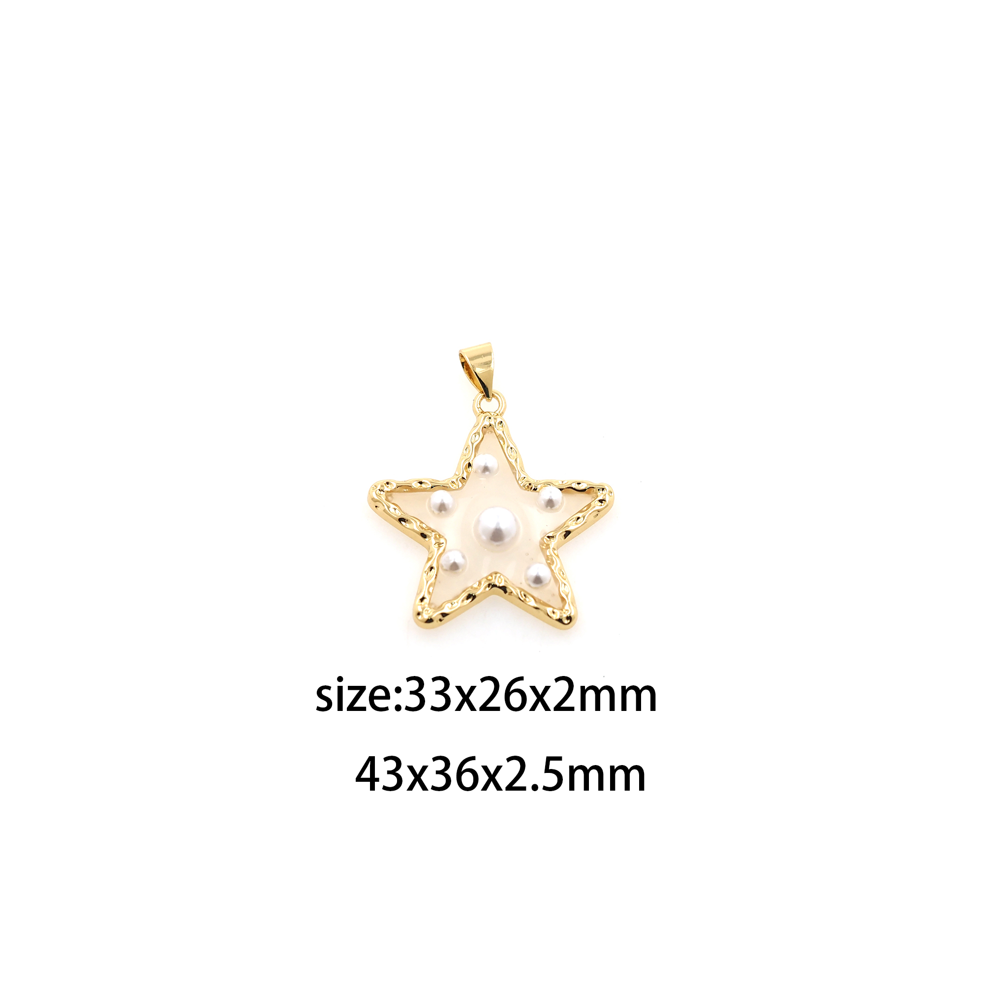 18K Gold Filled Star Pendant,Enamel Pearl Star Charm Earrings Necklace for DIY Jewelry Making Supply