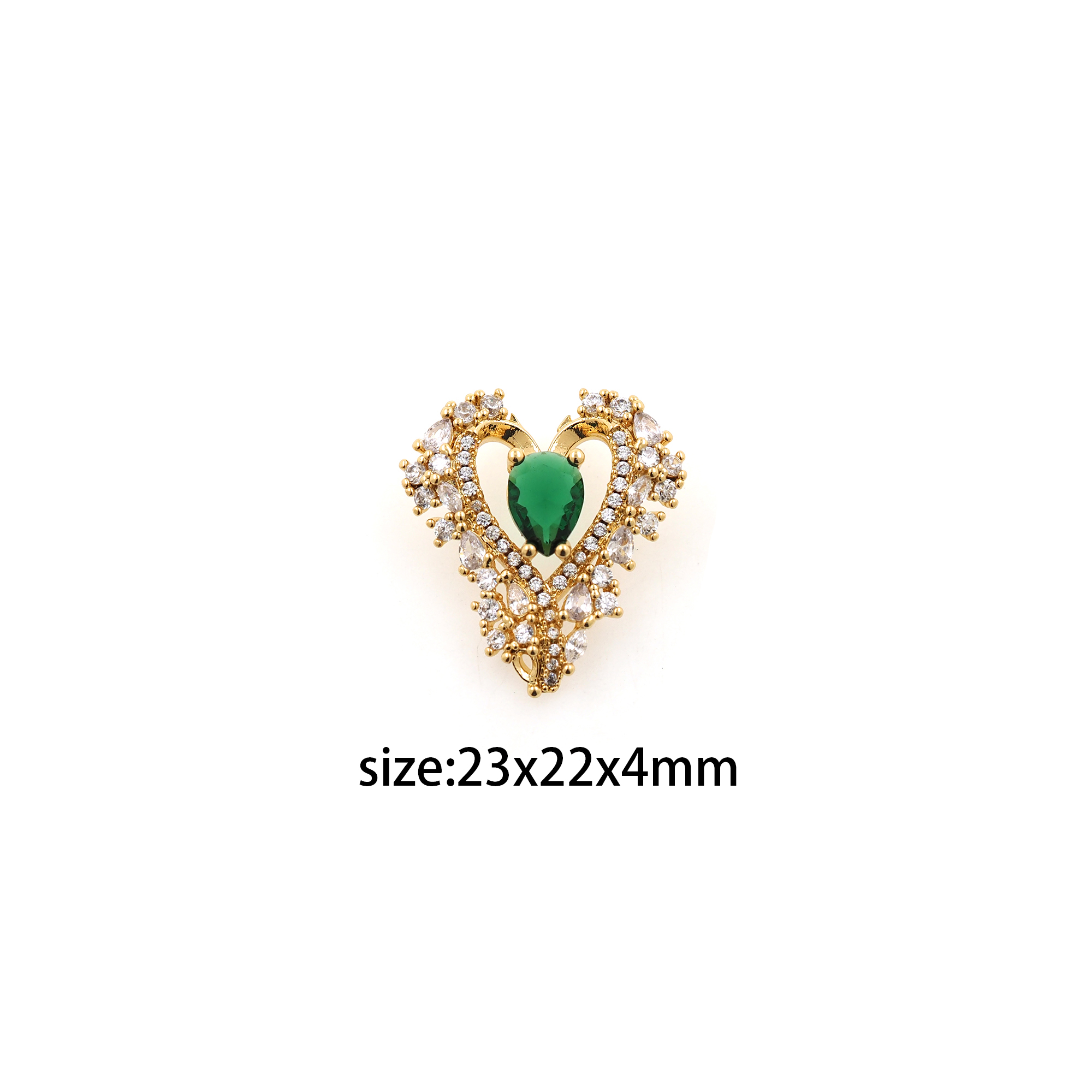 18K Gold Filled Heart Pendant,CZ Micro Pave Heart Charm Earrings Necklace for DIY Jewelry Making Supply