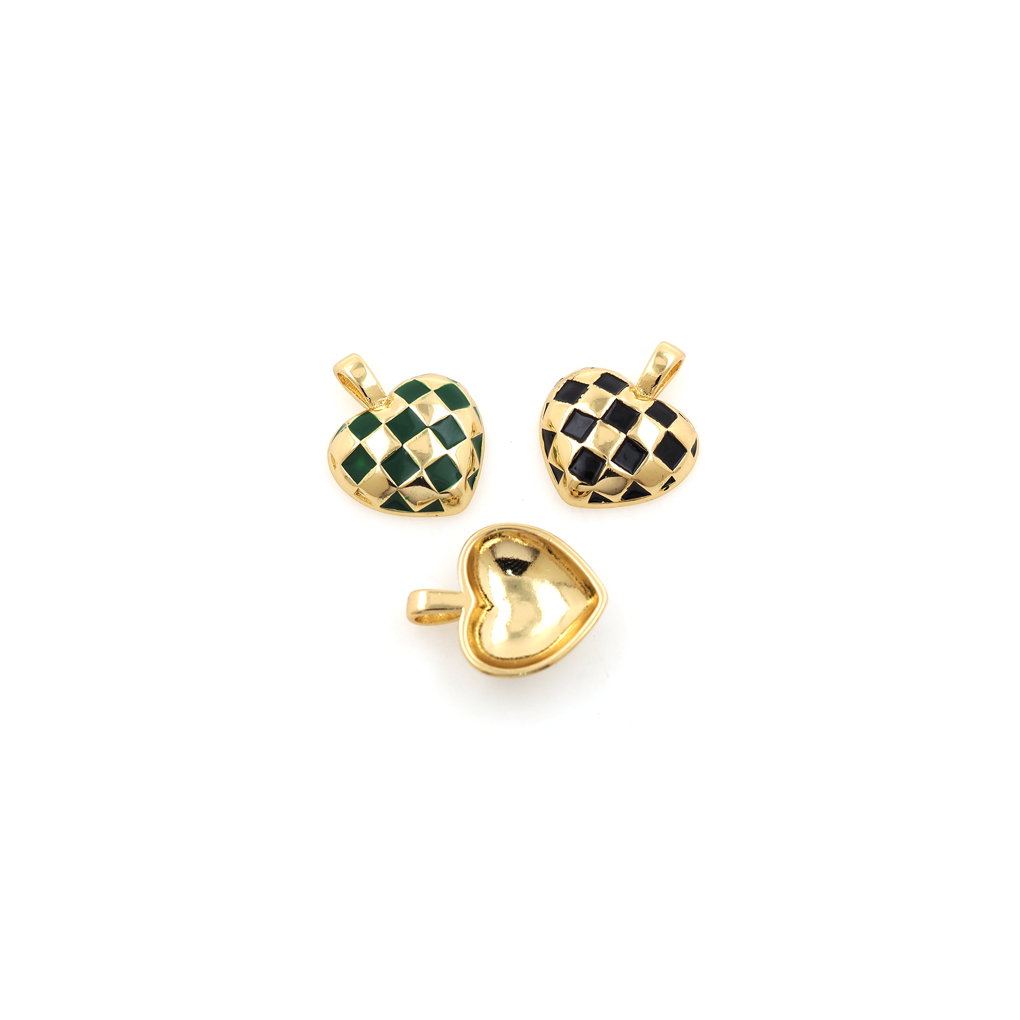 18K Gold Filled Heart Pendant,Enamel Heart Charm Earrings Necklace for DIY Jewelry Making Supply