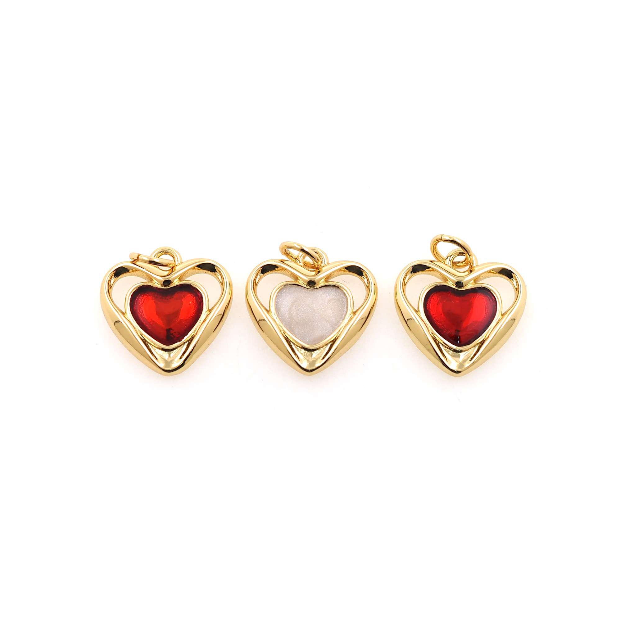 18K Gold Filled Heart Pendant,Dainty Heart Charm Earrings Necklace for DIY Jewelry Making Supply
