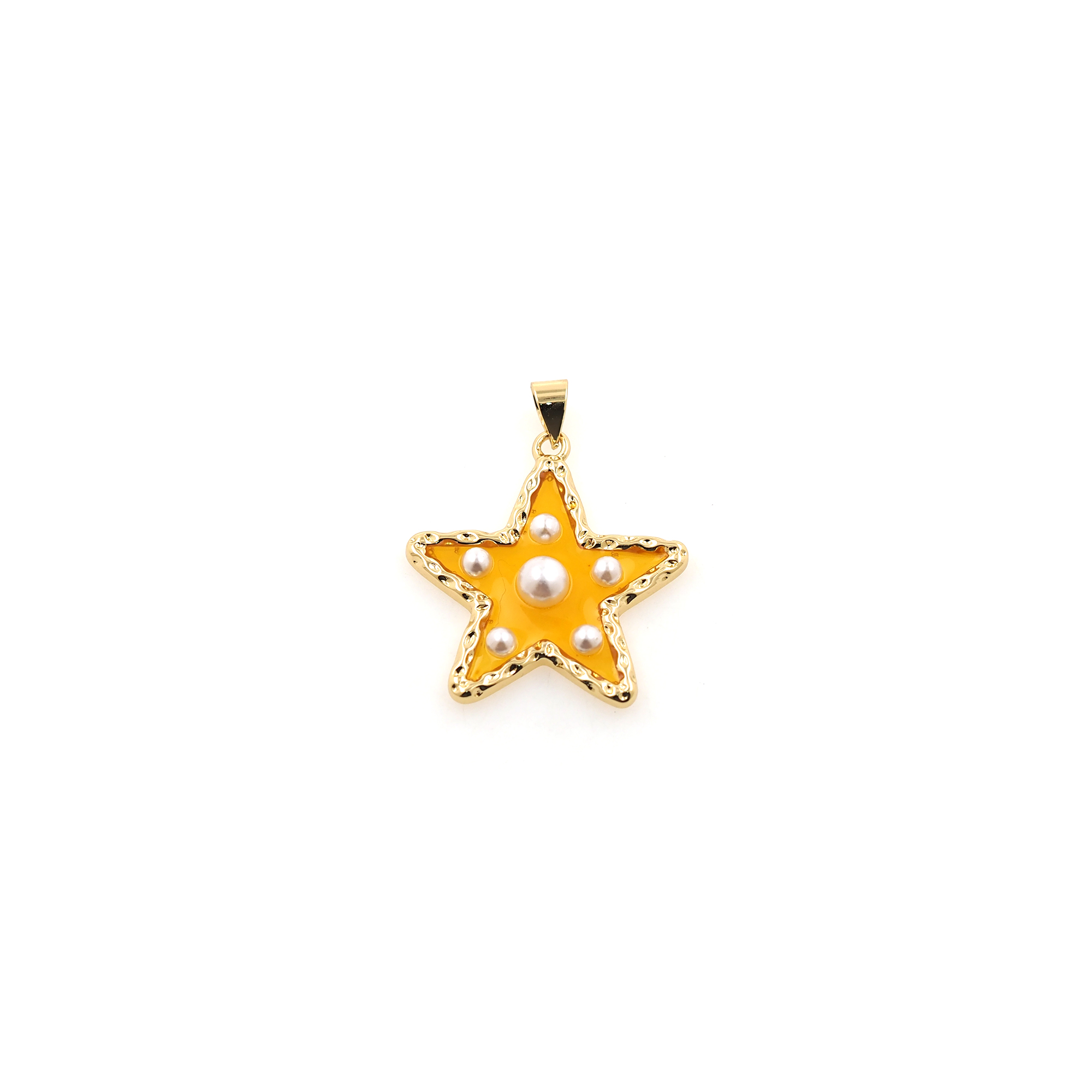 18K Gold Filled Star Pendant,Enamel Pearl Star Charm Earrings Necklace for DIY Jewelry Making Supply
