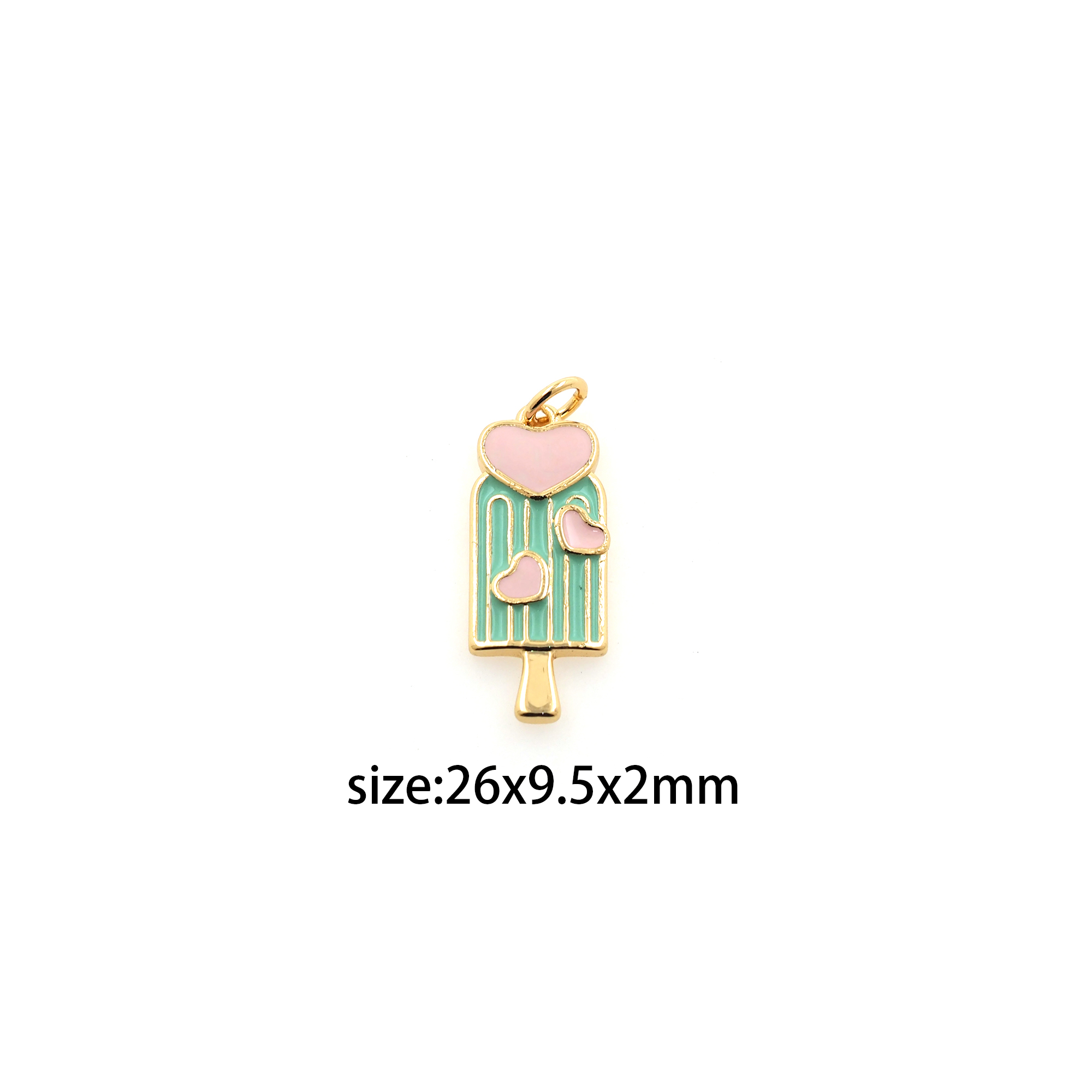 18K Gold Filled Ice Cream Pendant,Enamel Ice Cream Charm Earrings Necklace for DIY Jewelry Making Supply