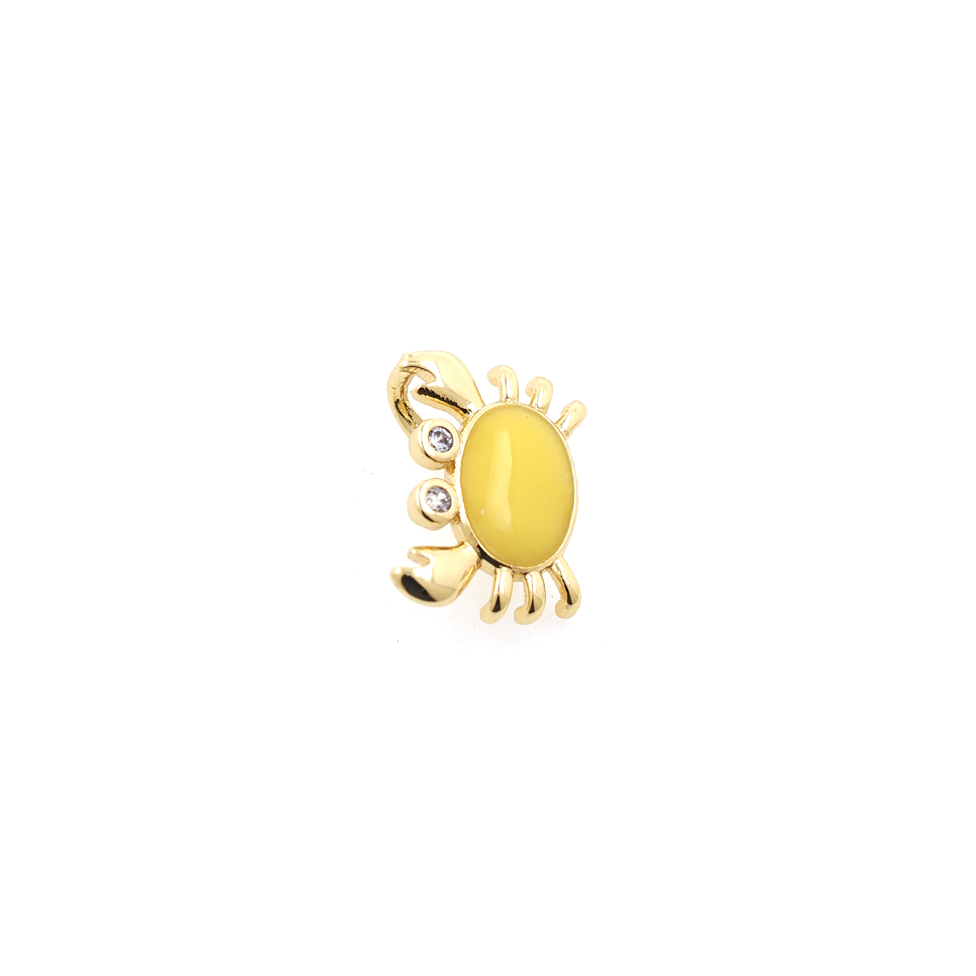 18K Gold Filled Crab Pendant,Enamel Crab Charm Earrings Necklace for DIY Jewelry Making Supply