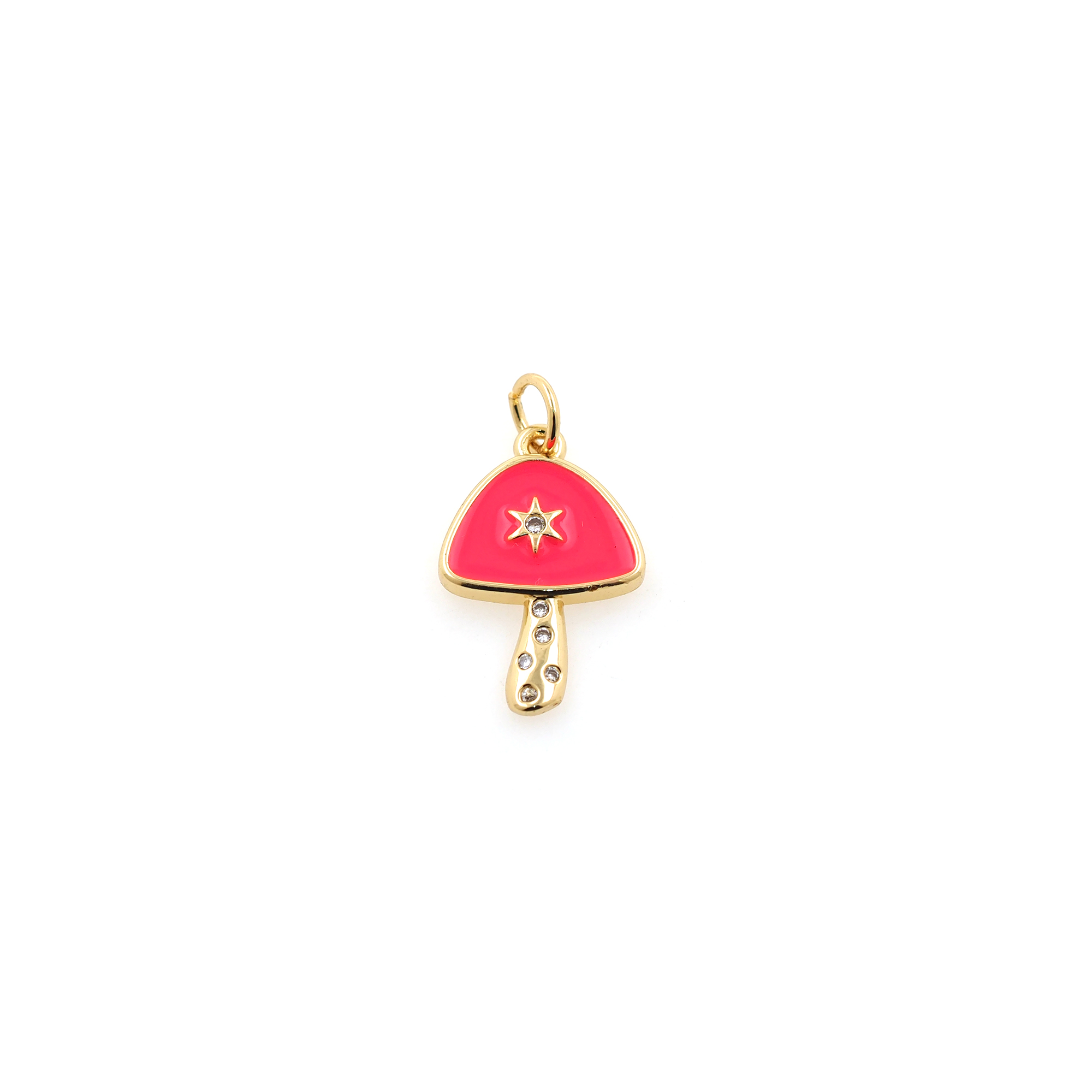 18K Gold Filled Mushroom Pendant,Enamel Mushroom Charm Earrings Necklace for DIY Jewelry Making Supply