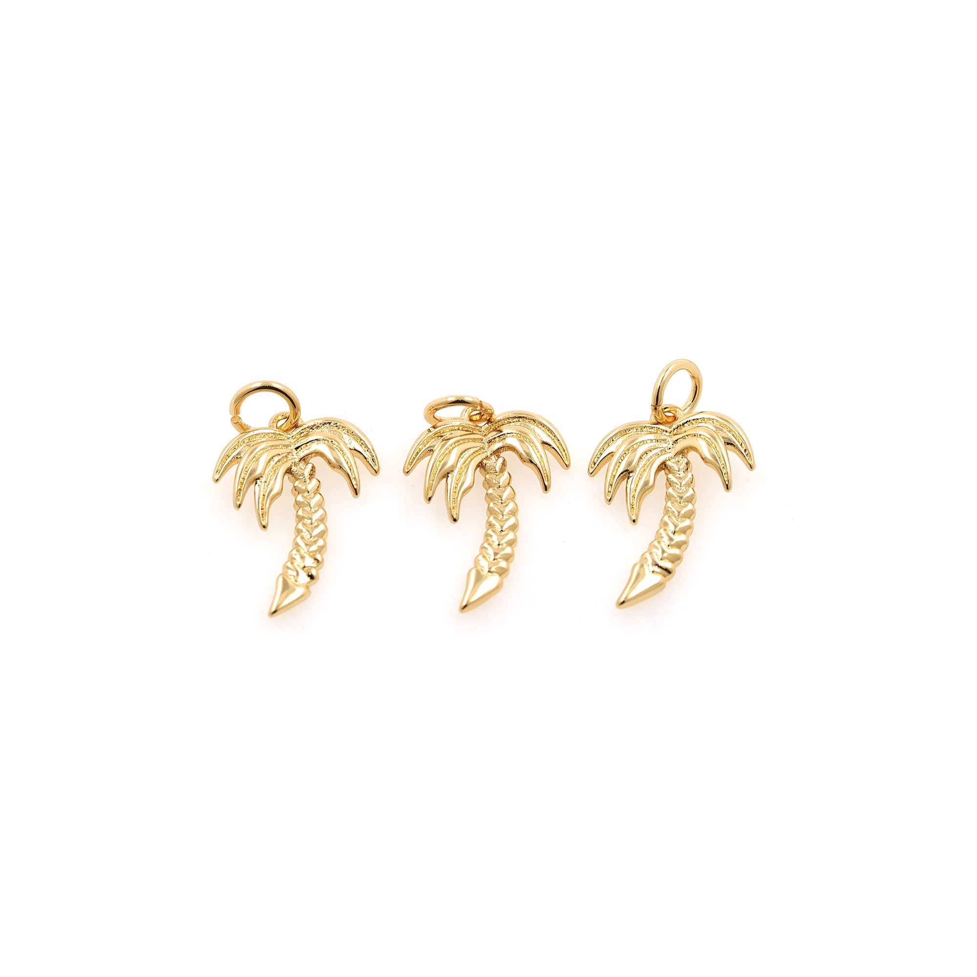 18K Gold Filled Coconut Tree Pendant,Dainty Palm Tree Charm Earrings Necklace for DIY Jewelry Making Supply