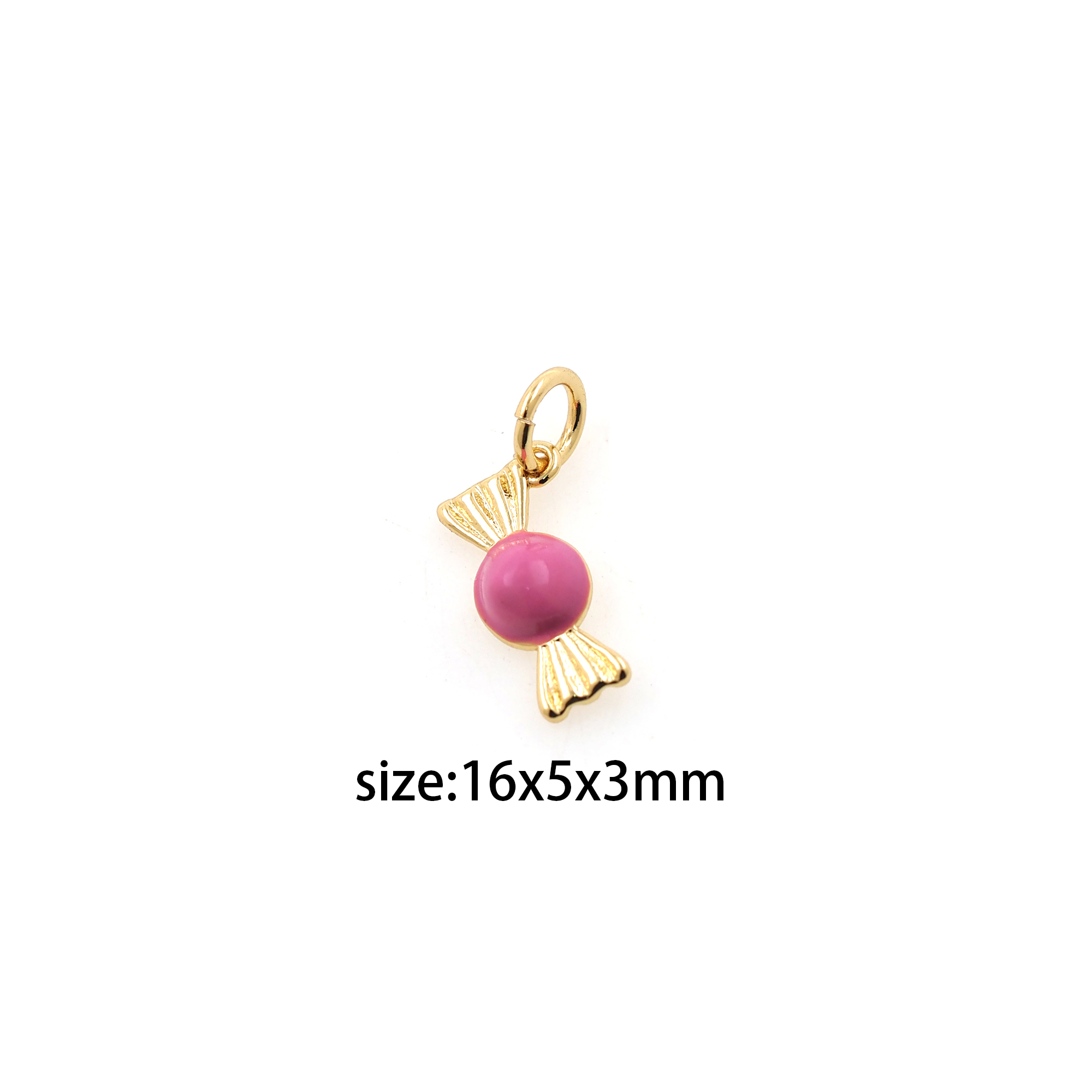 18K Gold Filled Candy Pendant,Enamel Candy Charm Earrings Necklace for DIY Jewelry Making Supply