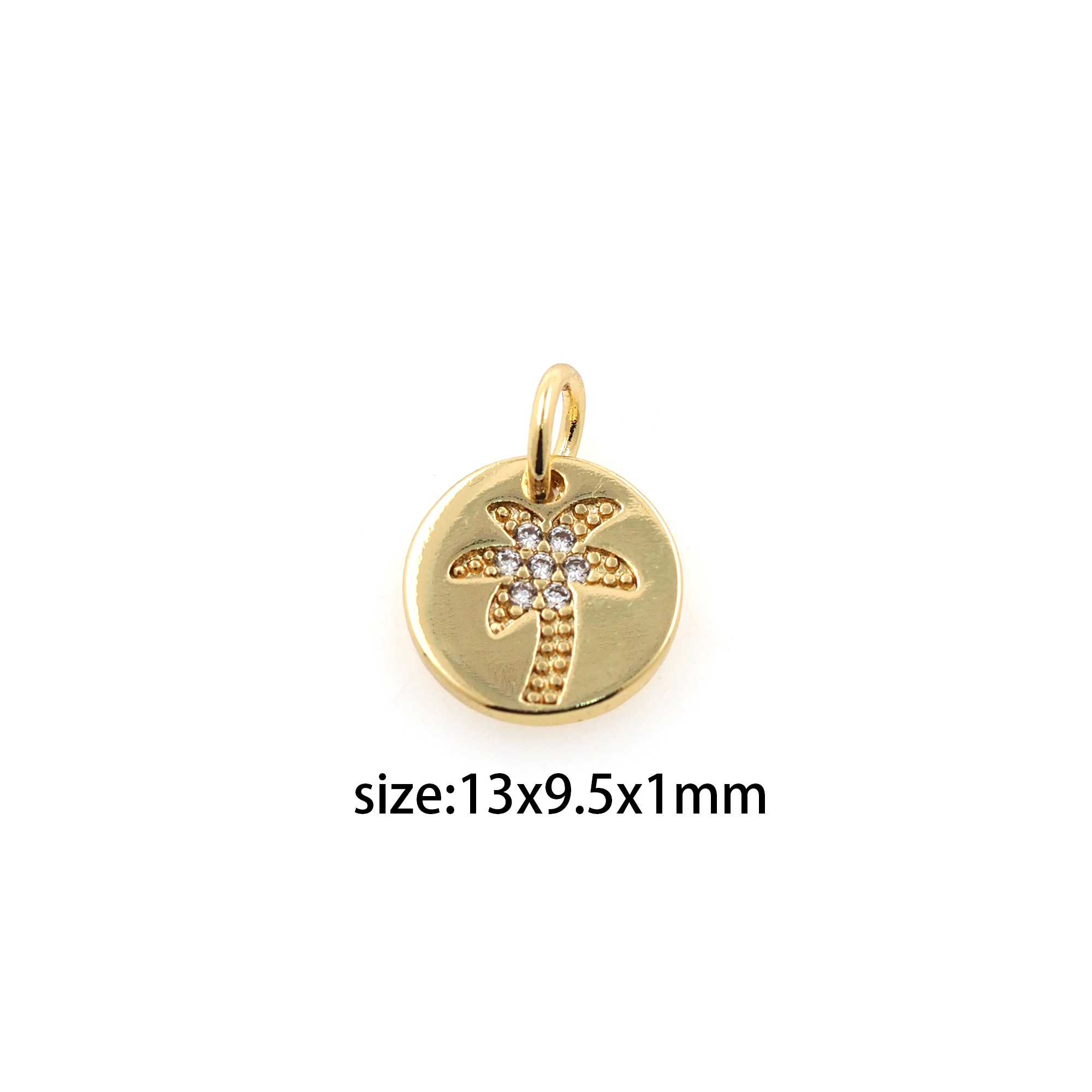 18K Gold Filled Coconut Tree Pendant,CZ Micro Pave Palm Tree Charm Earrings Necklace for DIY Jewelry Making Supply