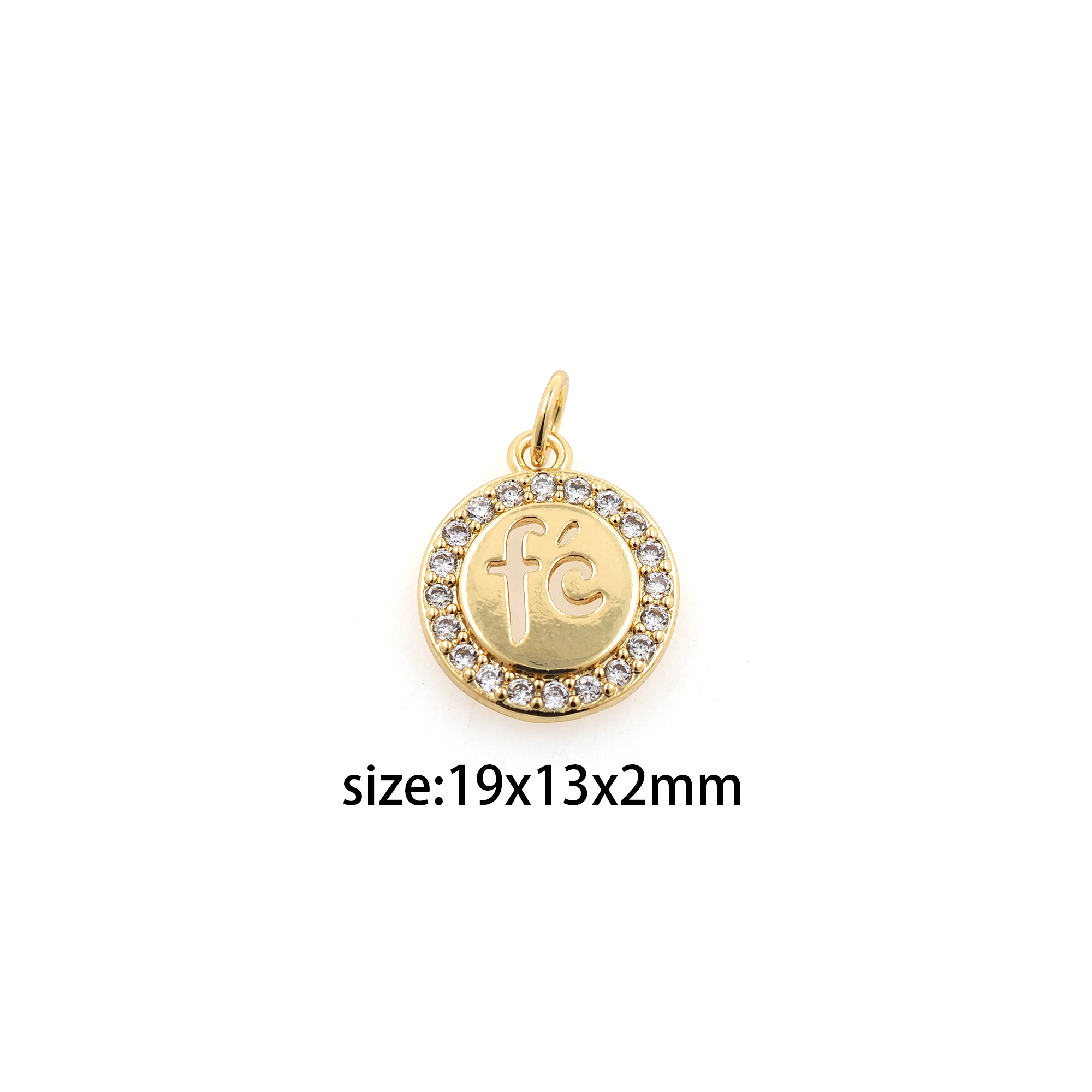 18K Gold Filled Fe Pendant,CZ Micro Pave Round Fe Charm Earrings Necklace for DIY Jewelry Making Supply
