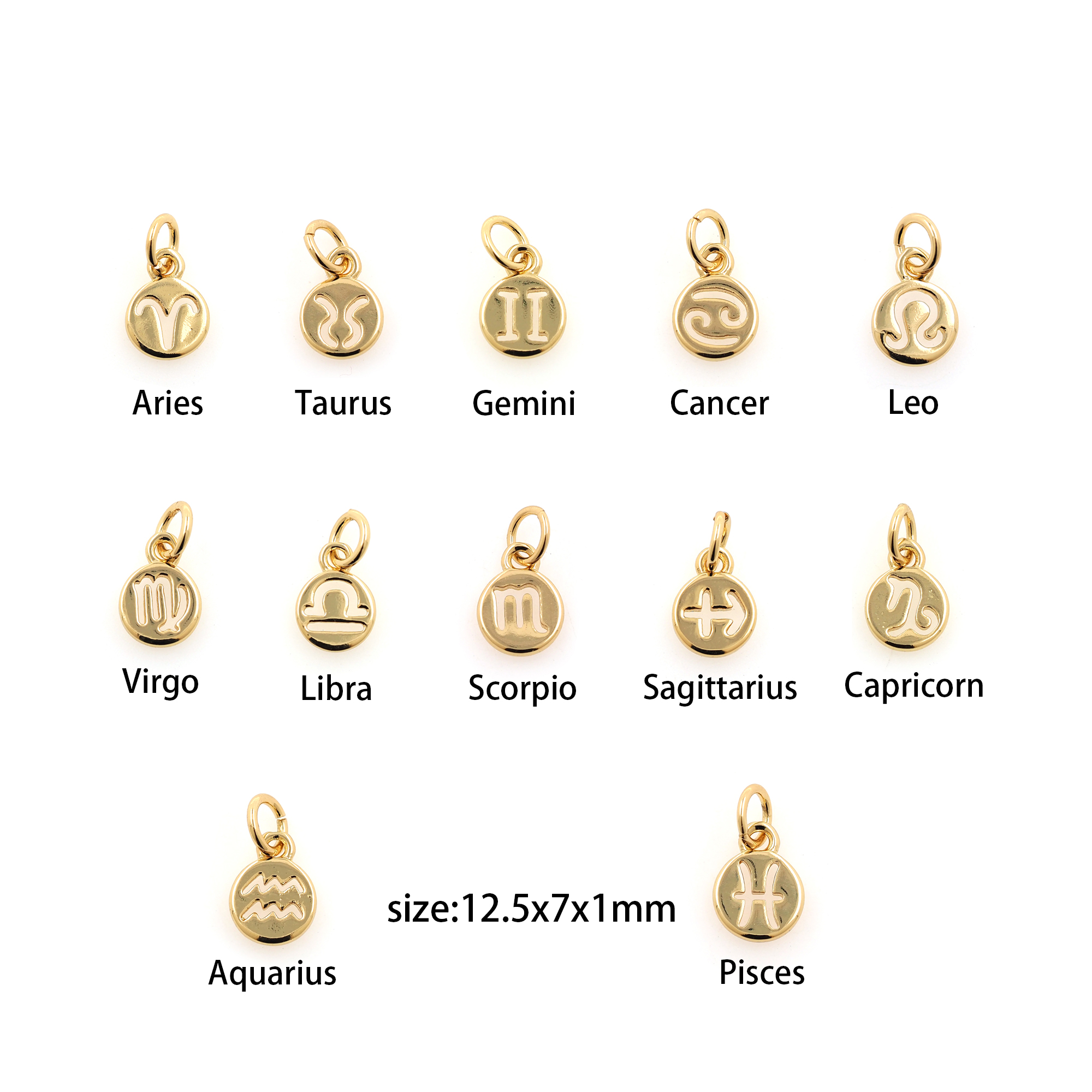 18K Gold Filled Zodiac Pendant,Dainty Constellation Charm Earrings Necklace for DIY Jewelry Making Supply