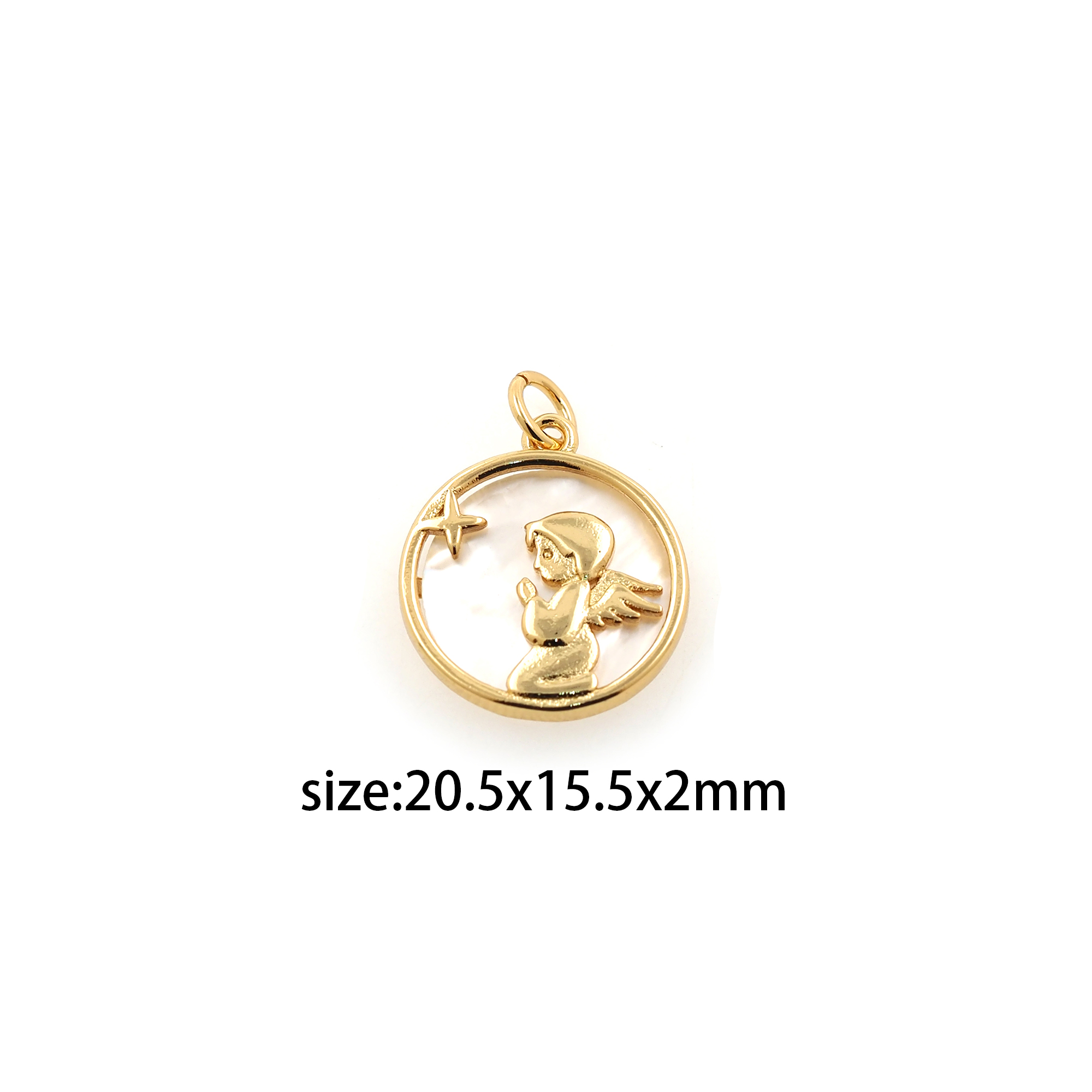 18K Gold Filled Angel Pendant,Dainty Angel Charm Earrings Necklace for DIY Jewelry Making Supply