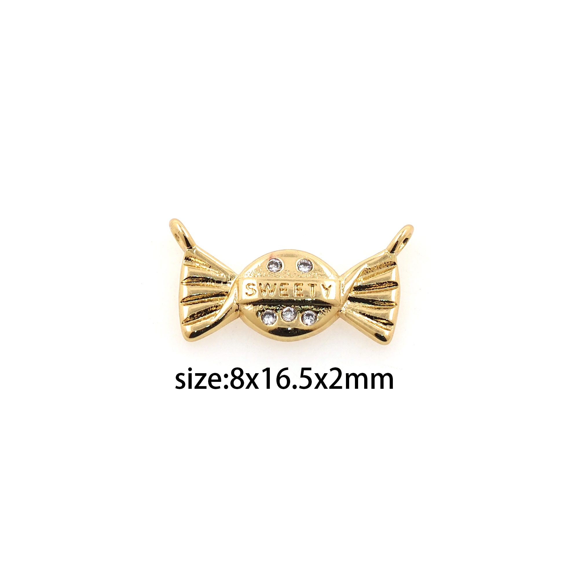 18K Gold Filled Candy Pendant,CZ Micro Pave Candy Charm Earrings Necklace for DIY Jewelry Making Supply