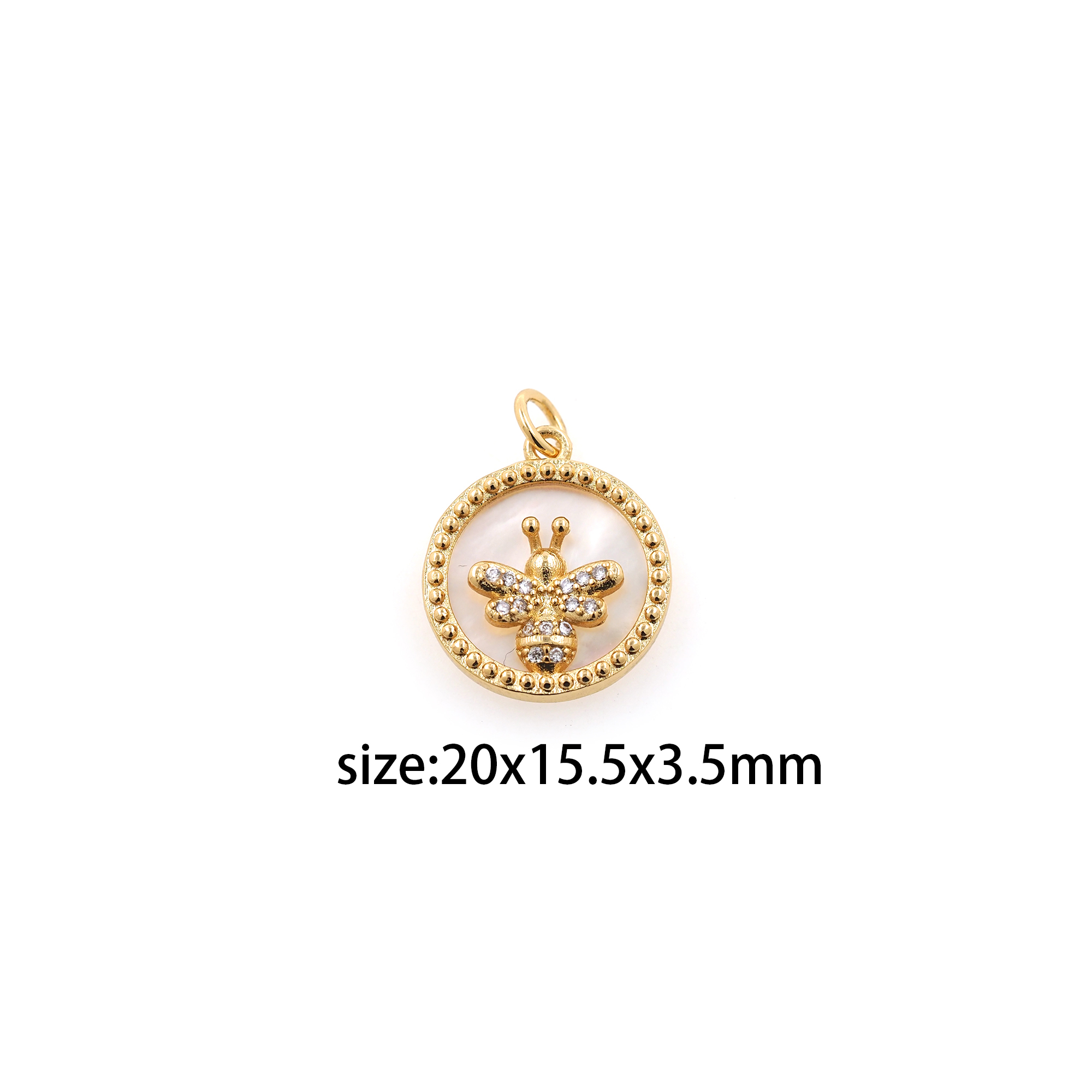 18K Gold Filled Bee Pendant,CZ Micro Pave Bee Charm Earrings Necklace for DIY Jewelry Making Supply