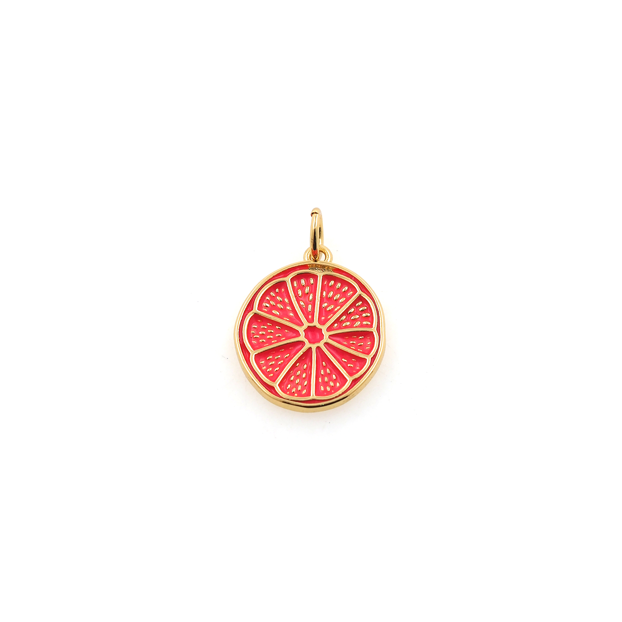 18K Gold Filled Orange Pendant,Fruit Charm,Enamel Lemon Earrings Necklace for DIY Jewelry Making Supply