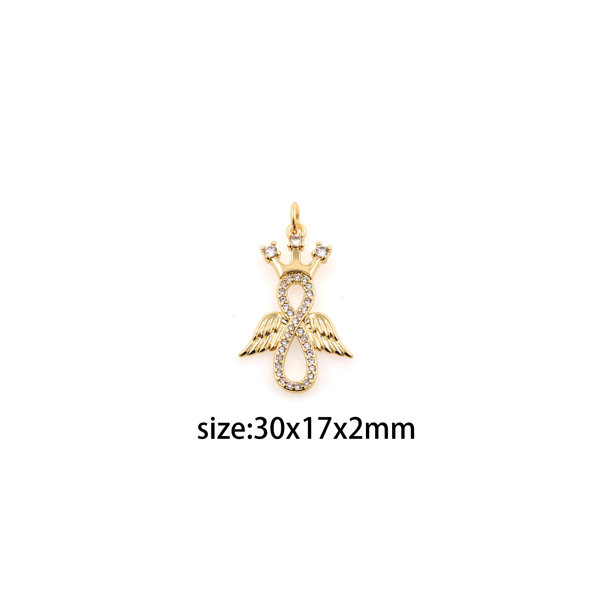 18K Gold Filled Infinity Pendant,CZ Micro Pave Infinity Wings Charm Earrings Necklace for DIY Jewelry Making Supply